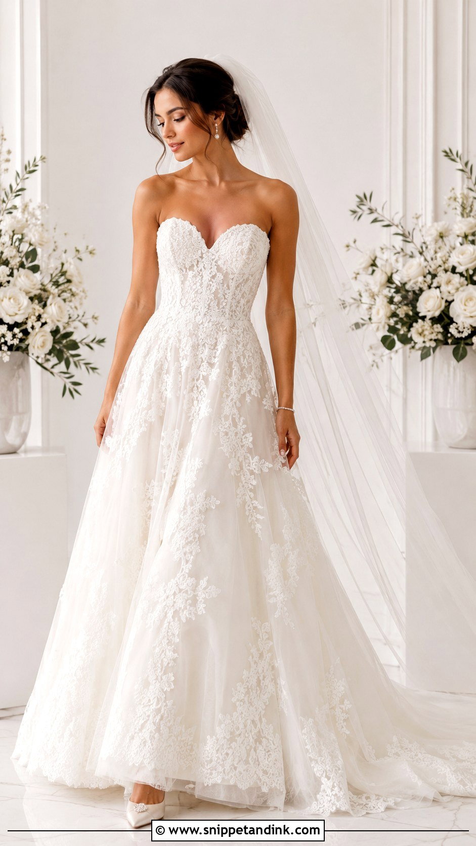 Strapless Lace Wedding Dress - Snippet and Ink - 25 Romantic Lace Wedding Dress Ideas