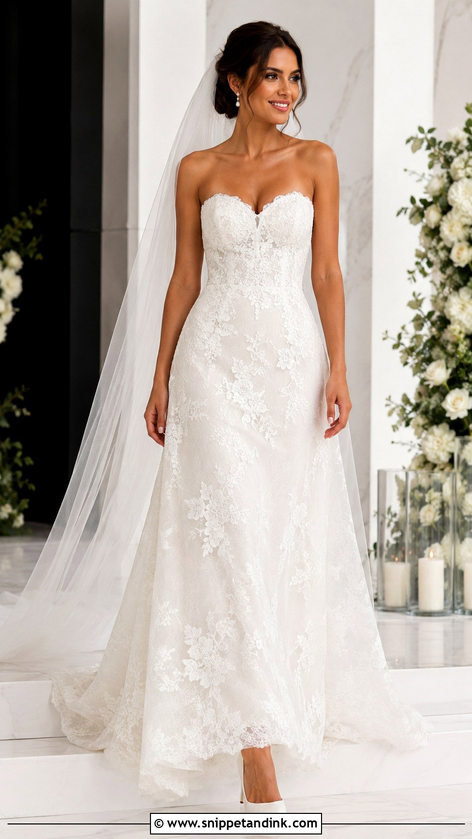 Strapless Lace Wedding Dress - Snippet and Ink - 20 Beautiful Lace Styles for Wedding