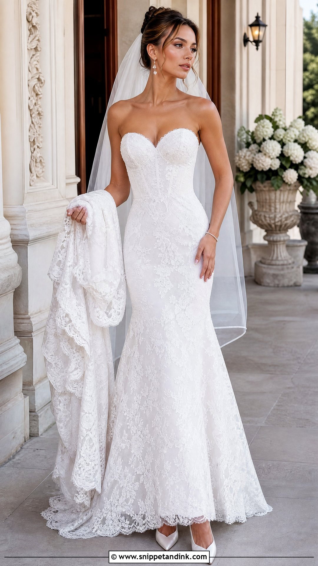 Strapless Lace Wedding Dress - Snippet and Ink - 20 Wedding Lace Styles