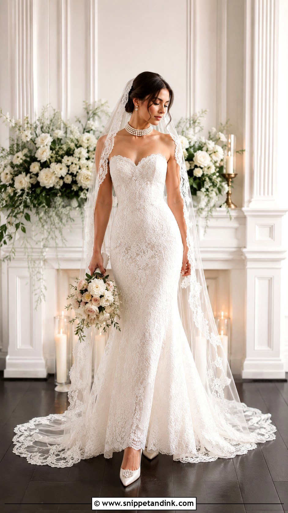 Strapless Lace Wedding Gown - Snippet and Ink - 25 Lace Wedding Gowns