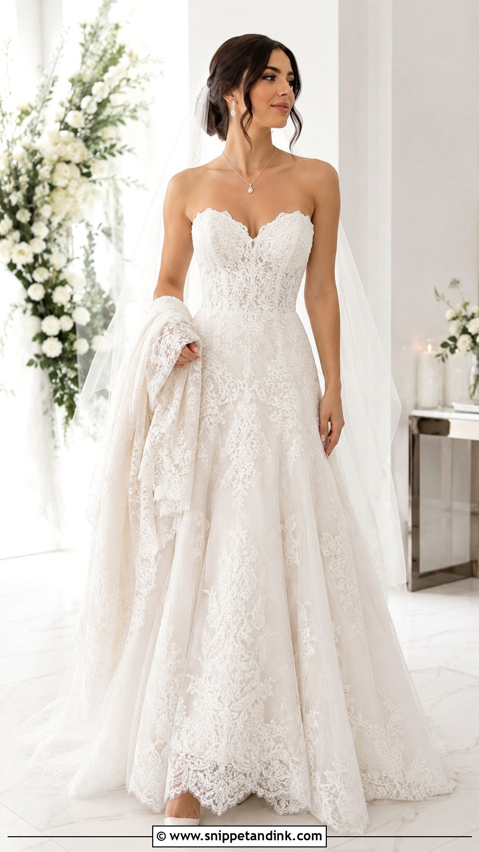 Strapless Lace Wedding Gown - Snippet and Ink - 20 Lace Gown Styles for Wedding