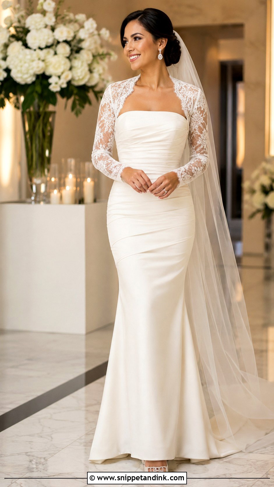 Strapless Latina Wedding Dress With Bolero - Snippet and Ink - 25 Latina Wedding Dress Ideas