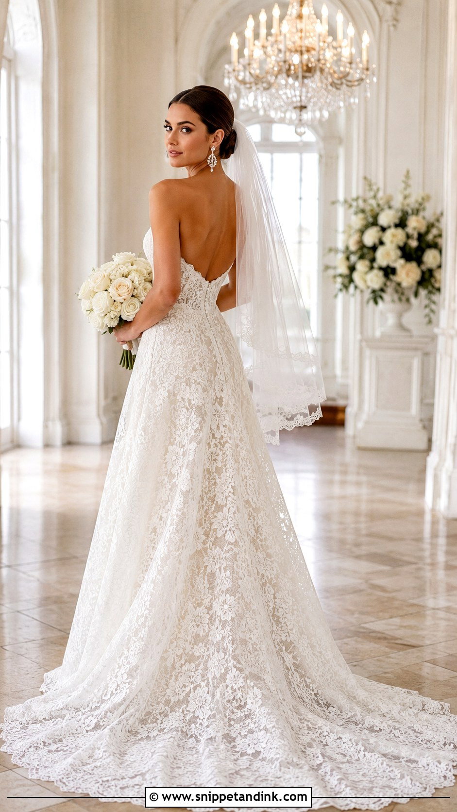 Strapless Low Back Lace Wedding Dress - Snippet and Ink - 20 Low Back Lace Wedding Dress Ideas