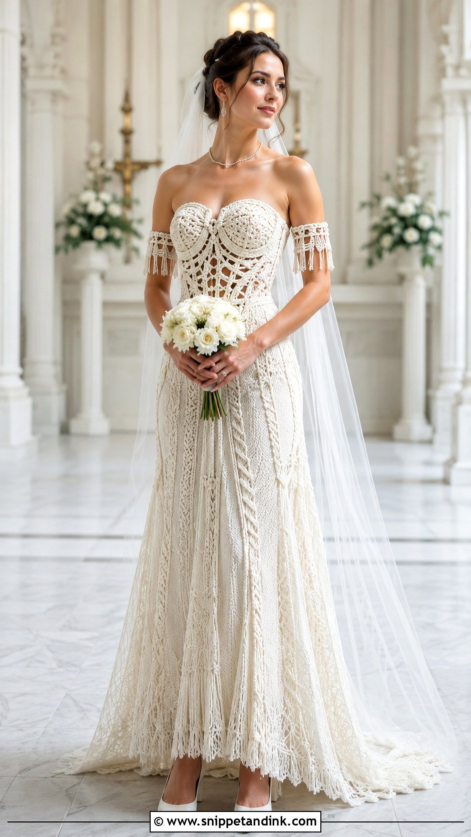 Strapless Macrame Wedding Dress - Snippet and Ink - 20 Macrame Wedding Dress Ideas