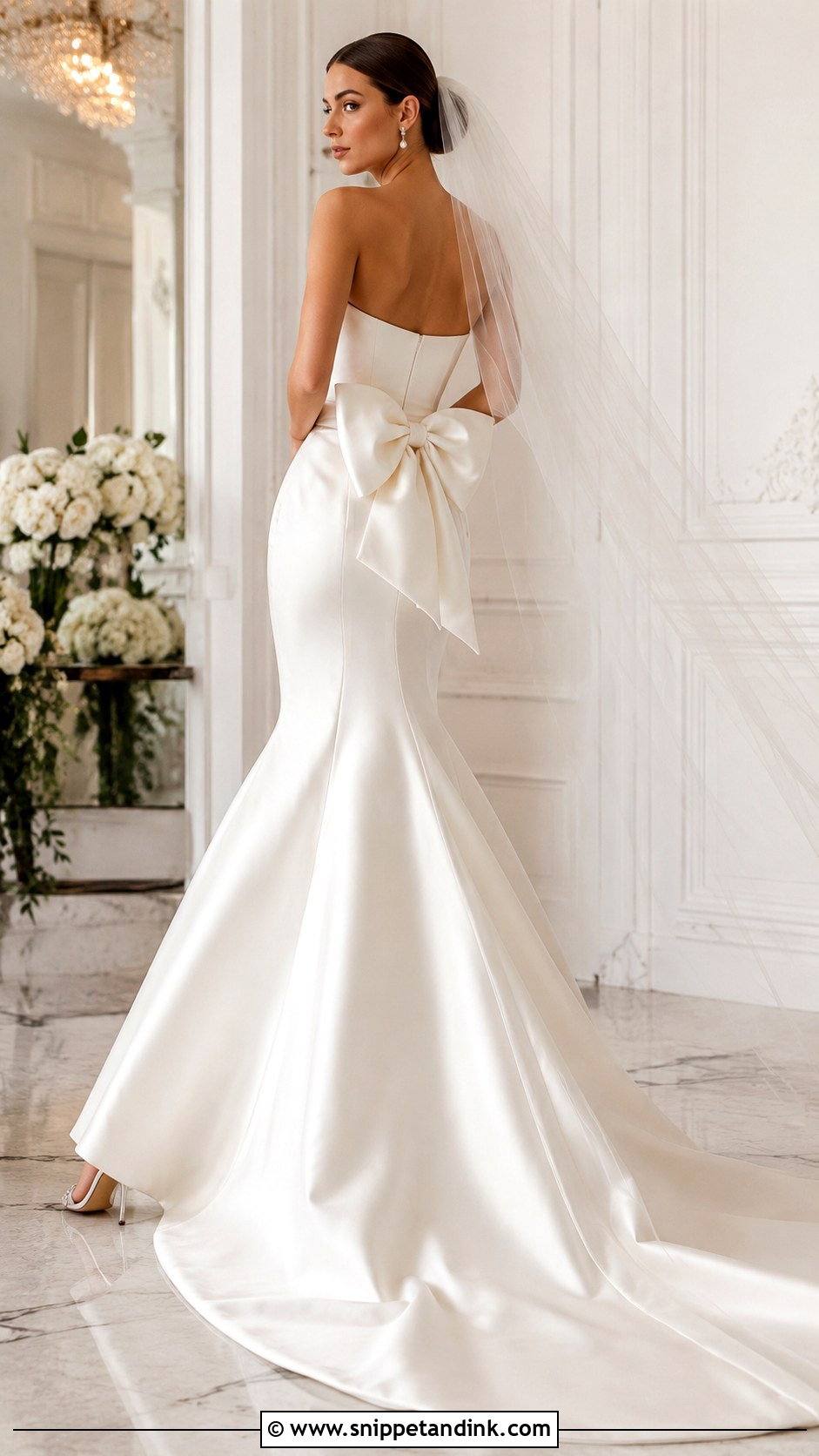 Strapless Mermaid Wedding Dress With Bow - Snippet and Ink - 25 Strapless Mermaid Wedding Dress Ideas