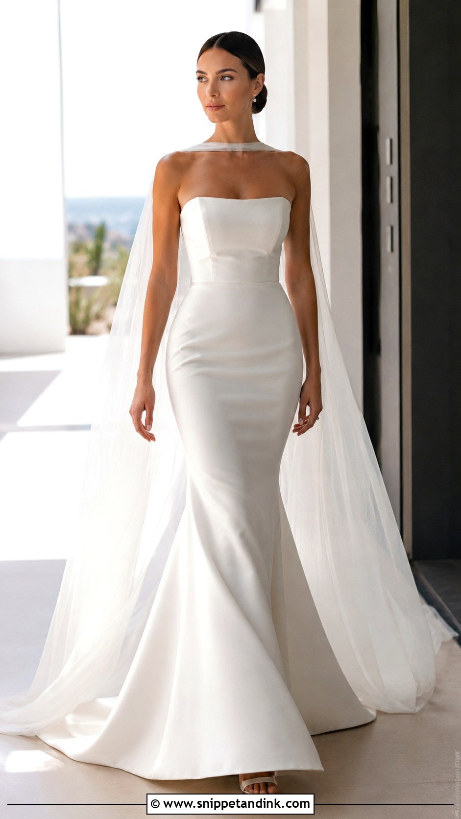 Strapless Mermaid Wedding Dress With Cape - Snippet and Ink - 25 Strapless Mermaid Wedding Dress Ideas