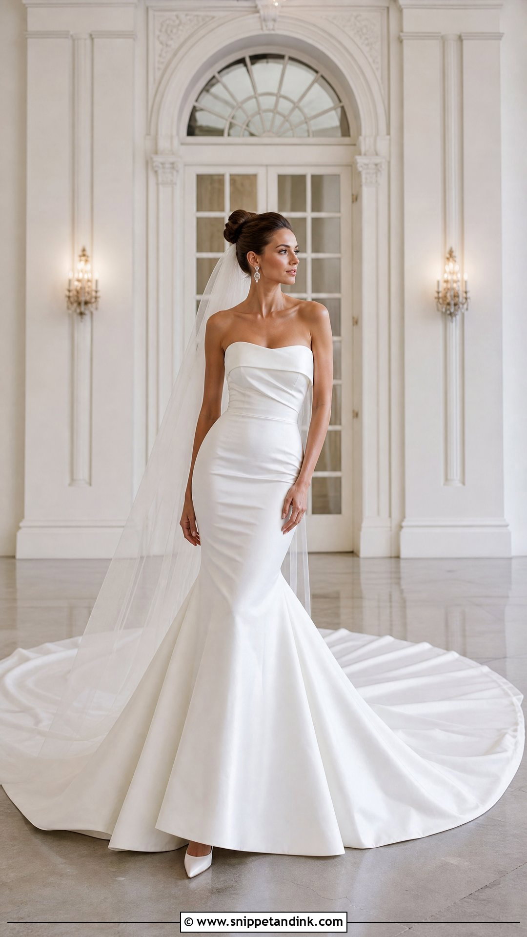 Strapless Mermaid Wedding Dress With Cathedral Train - Snippet and Ink - 20 Wedding Dress Train Lengths Ideas