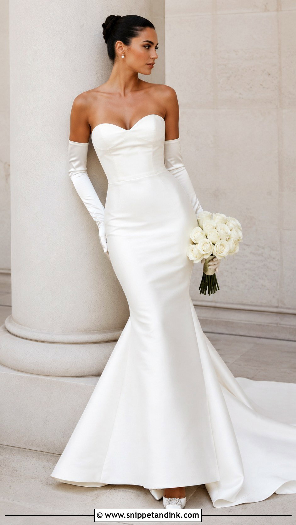 Strapless Mermaid Wedding Dress With Gloves - Snippet and Ink - 25 Strapless Mermaid Wedding Dress Ideas