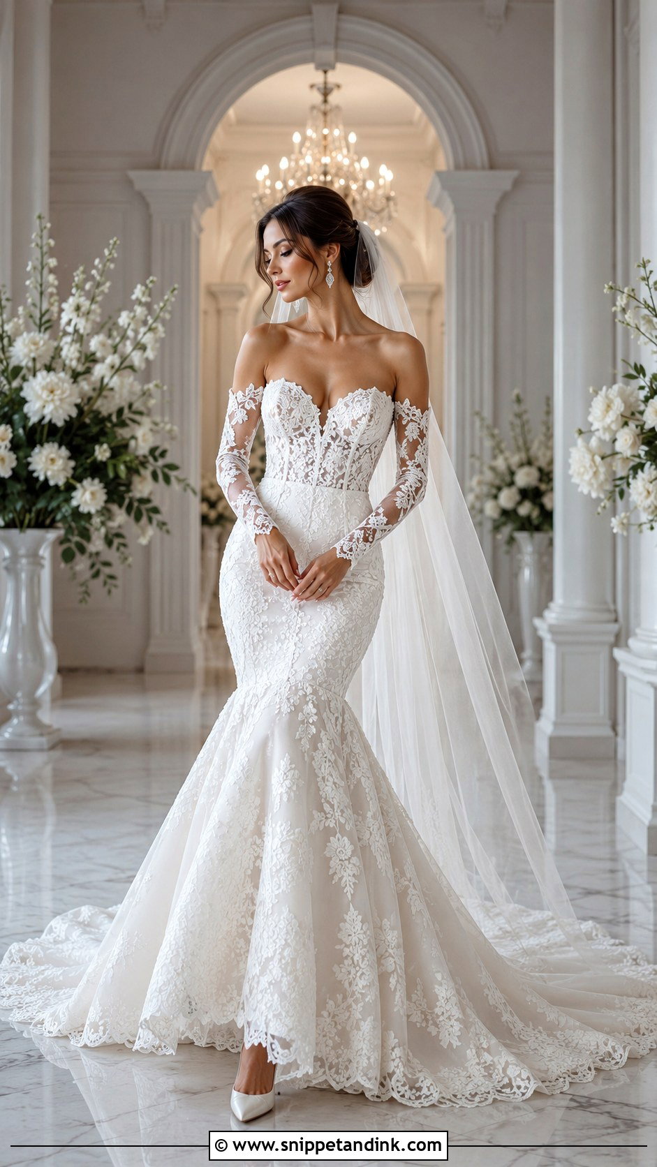 Strapless Mermaid Wedding Dress With Lace Sleeves - Snippet and Ink - 20 Strapless Wedding Dress with Sleeves