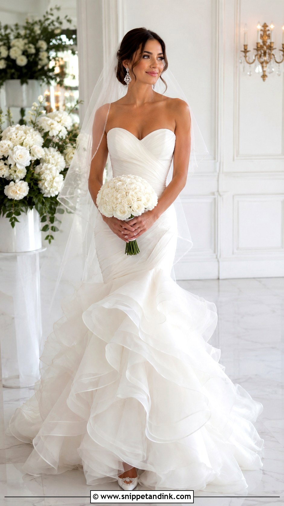 Strapless Mermaid Wedding Dress With Organza Ruffles - Snippet and Ink - 20 Mermaid Wedding Dress with Ruffles Ideas
