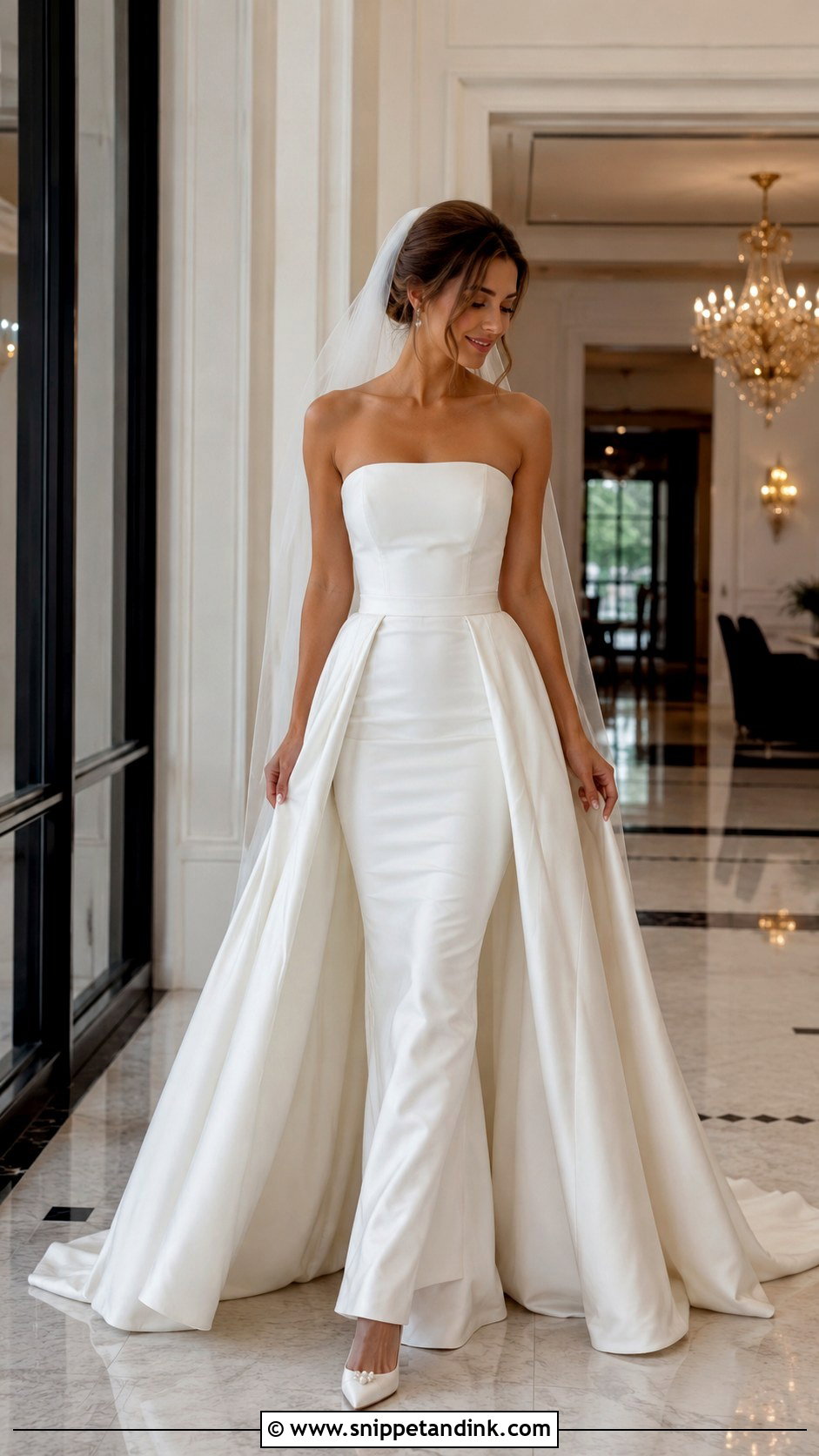 Strapless Mermaid Wedding Dress With Overskirt - Snippet and Ink - 25 Strapless Mermaid Wedding Dress Ideas