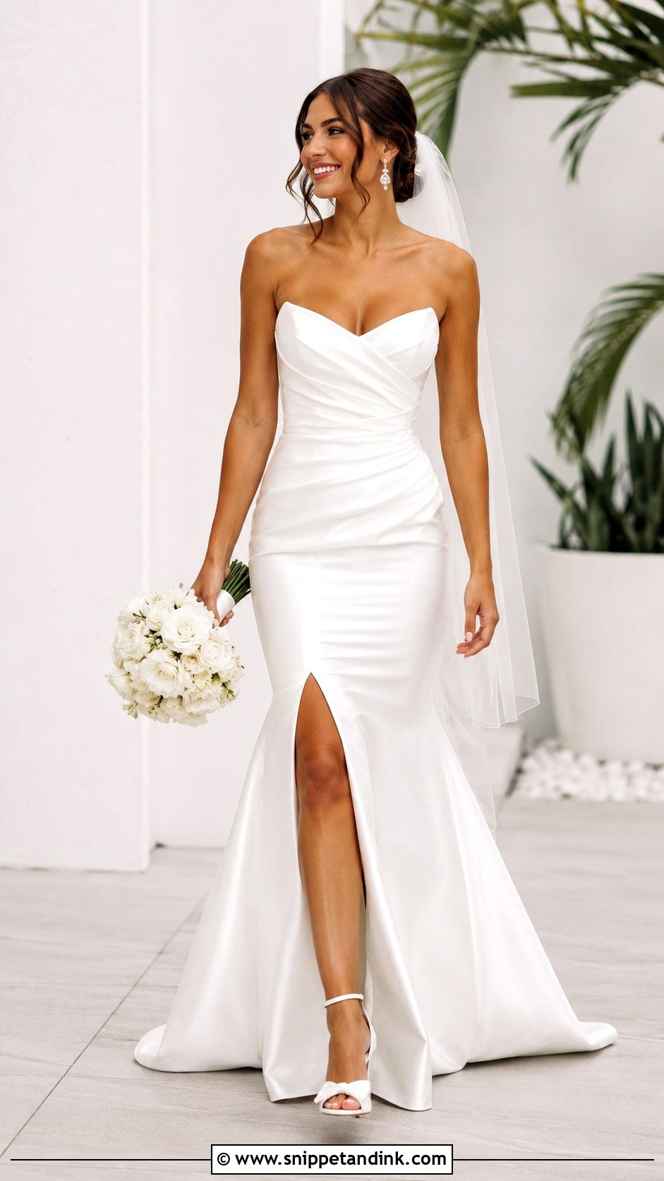 Strapless Mermaid Wedding Dress With Slit - Snippet and Ink - 25 Strapless Mermaid Wedding Dress Ideas