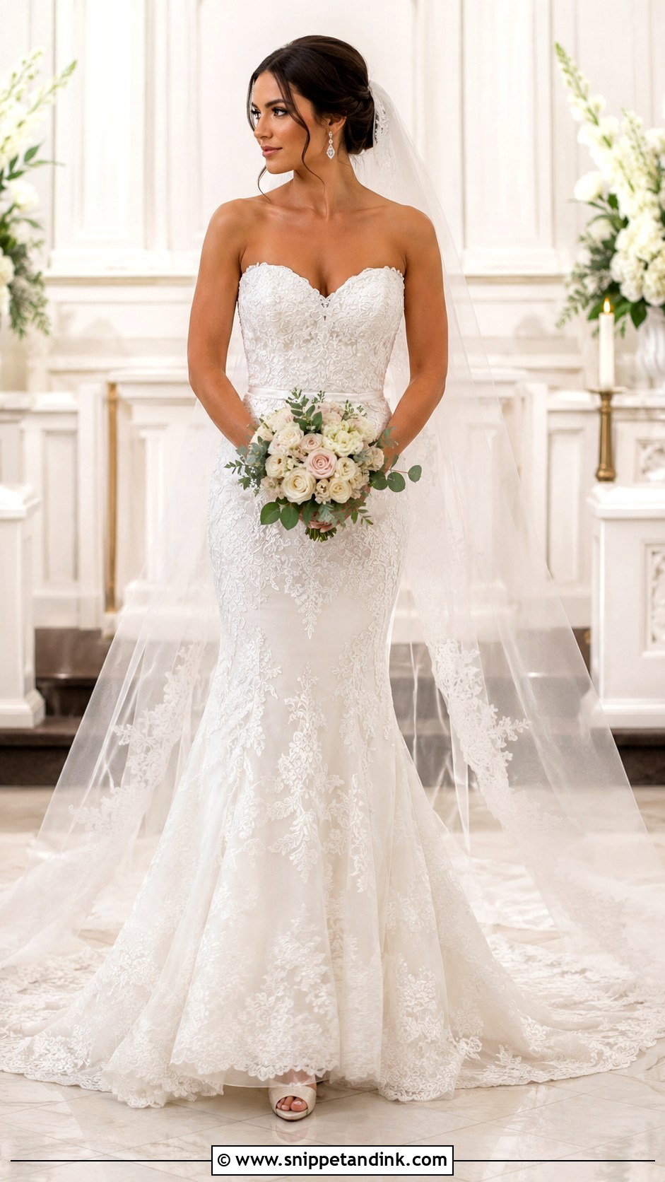Strapless Mermaid Wedding Dress With Veil - Snippet and Ink - 25 Strapless Mermaid Wedding Dress Ideas