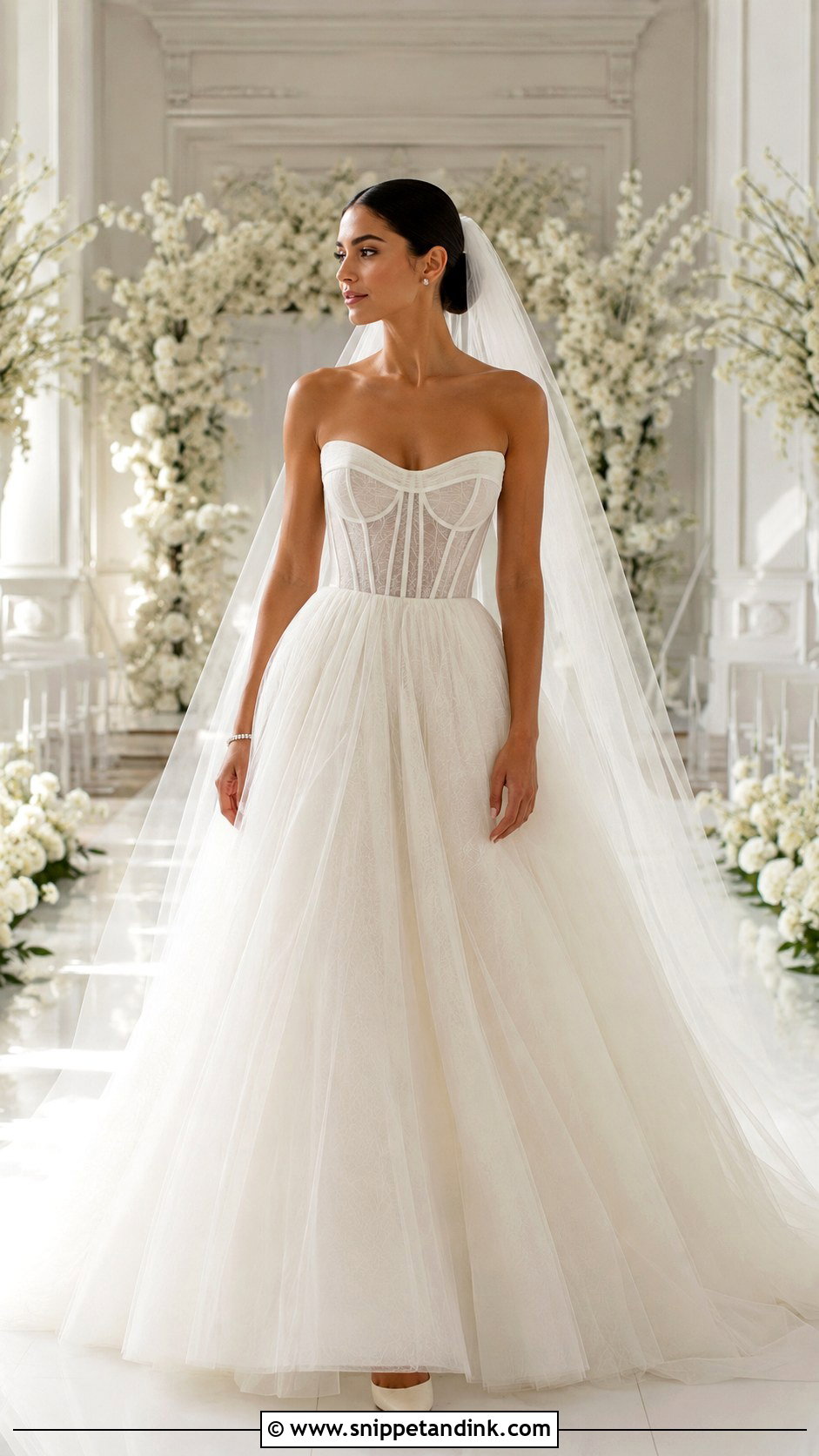 Strapless Mesh Ball Gown Wedding Dress - Snippet and Ink - 20 Mesh Wedding Dress Ideas