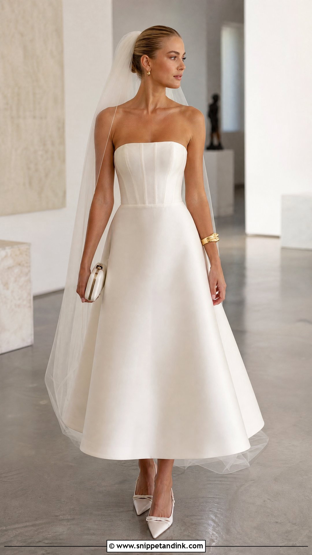 Strapless Midi Wedding Dress - Snippet and Ink - 20 Shorter Wedding Dress Ideas