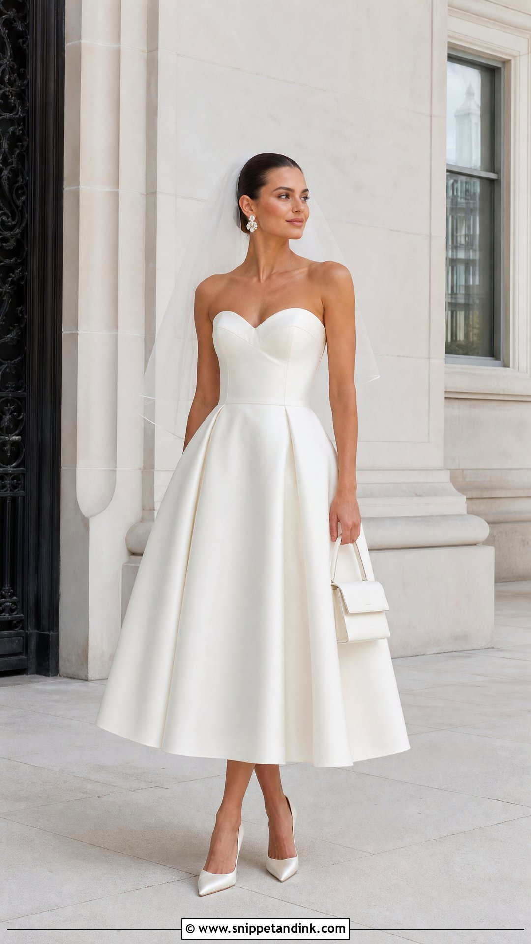 Strapless Midi Wedding Dress - Snippet and Ink - 20 Wedding Dress Without Train Ideas