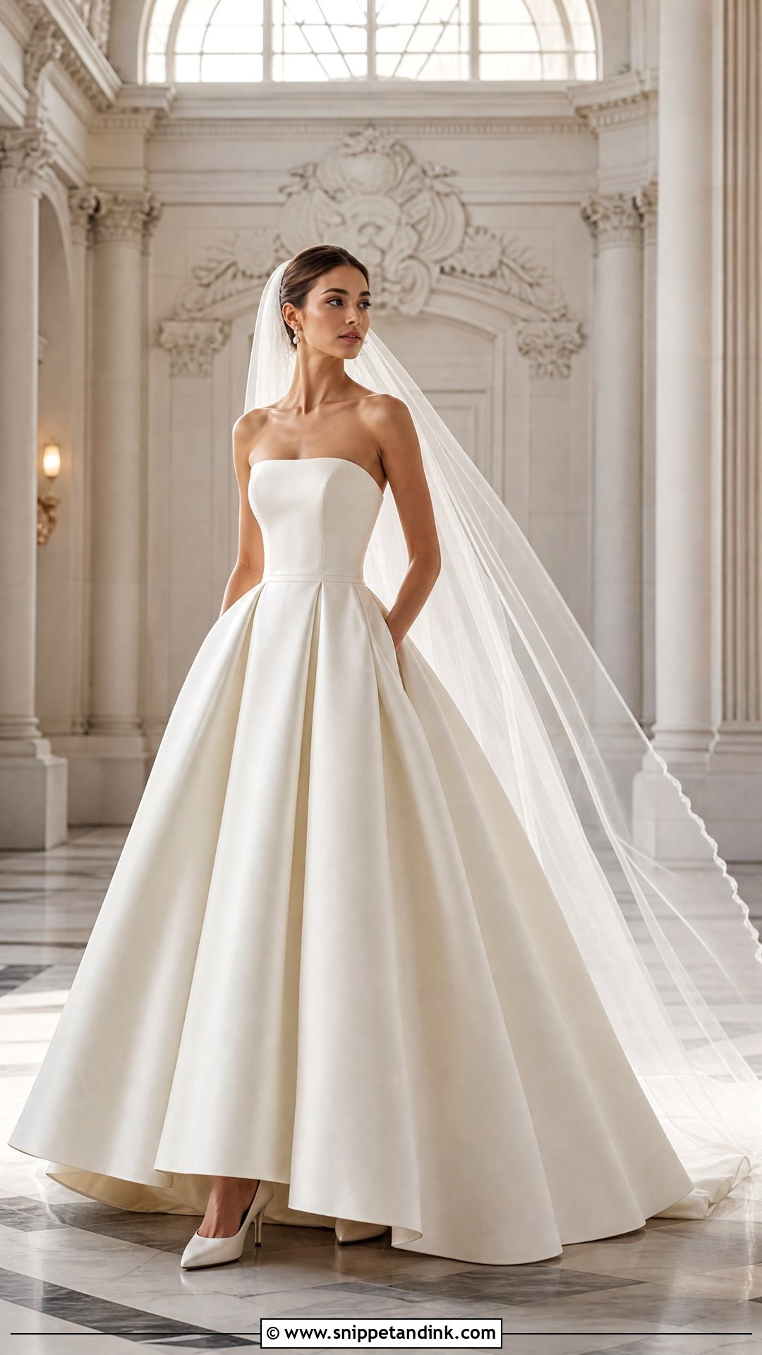 Strapless Mikado Ball Gown Wedding Dress - Snippet and Ink - 25 Simple Strapless Wedding Dress Ideas