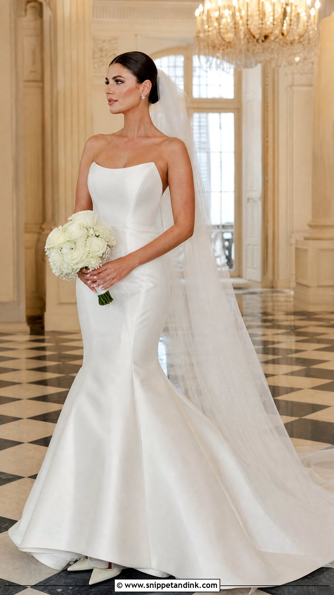 Strapless Mikado Trumpet Wedding Dress - Snippet and Ink - 20 Strapless Fitted Wedding Dress Ideas