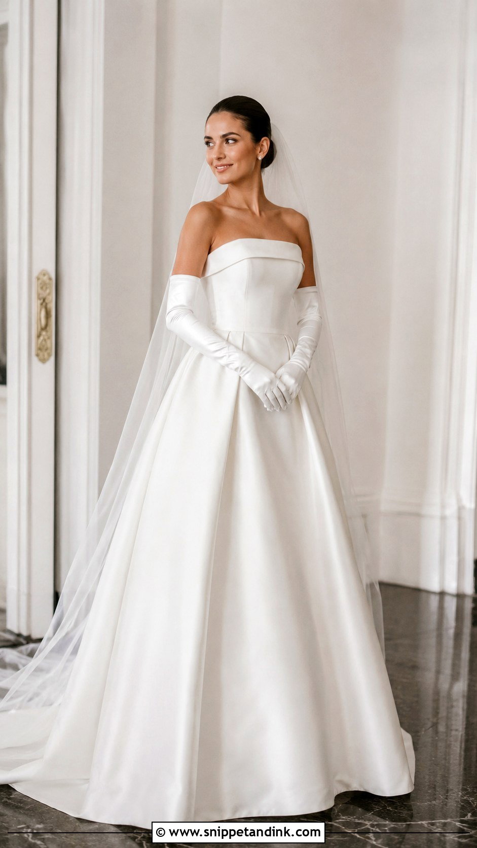 Strapless Mikado Wedding Dress - Snippet and Ink - 30 Old Hollywood Wedding Dress Ideas