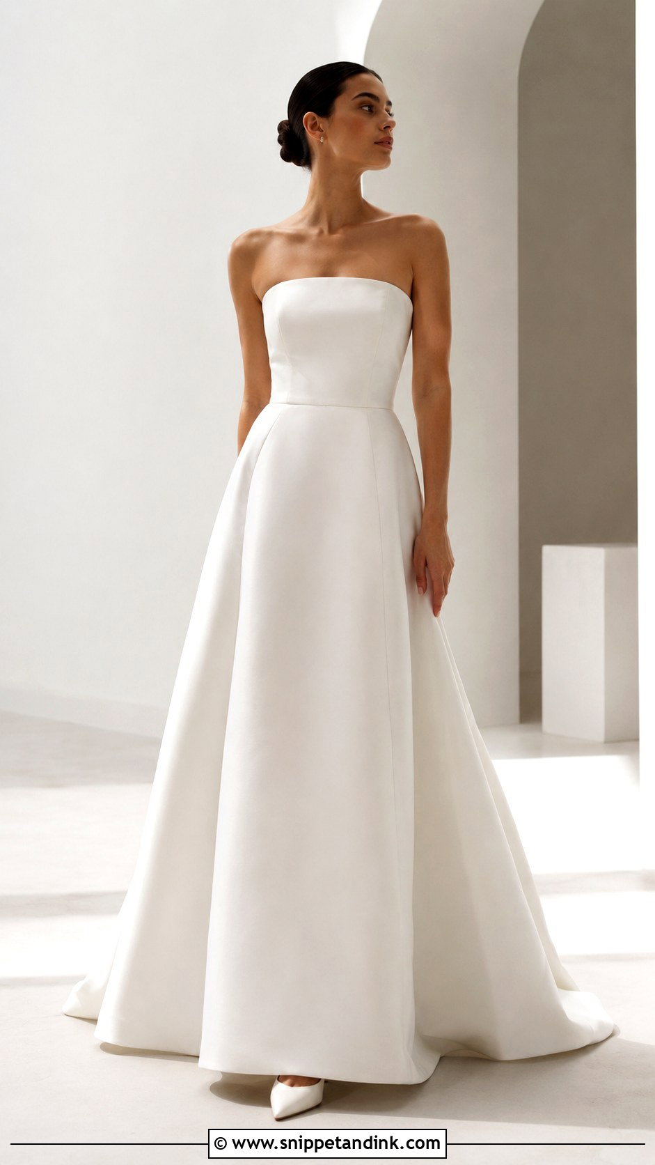 Strapless Minimal A Line Wedding Dress - Snippet and Ink - 25 Strapless a Line Wedding Dress Ideas