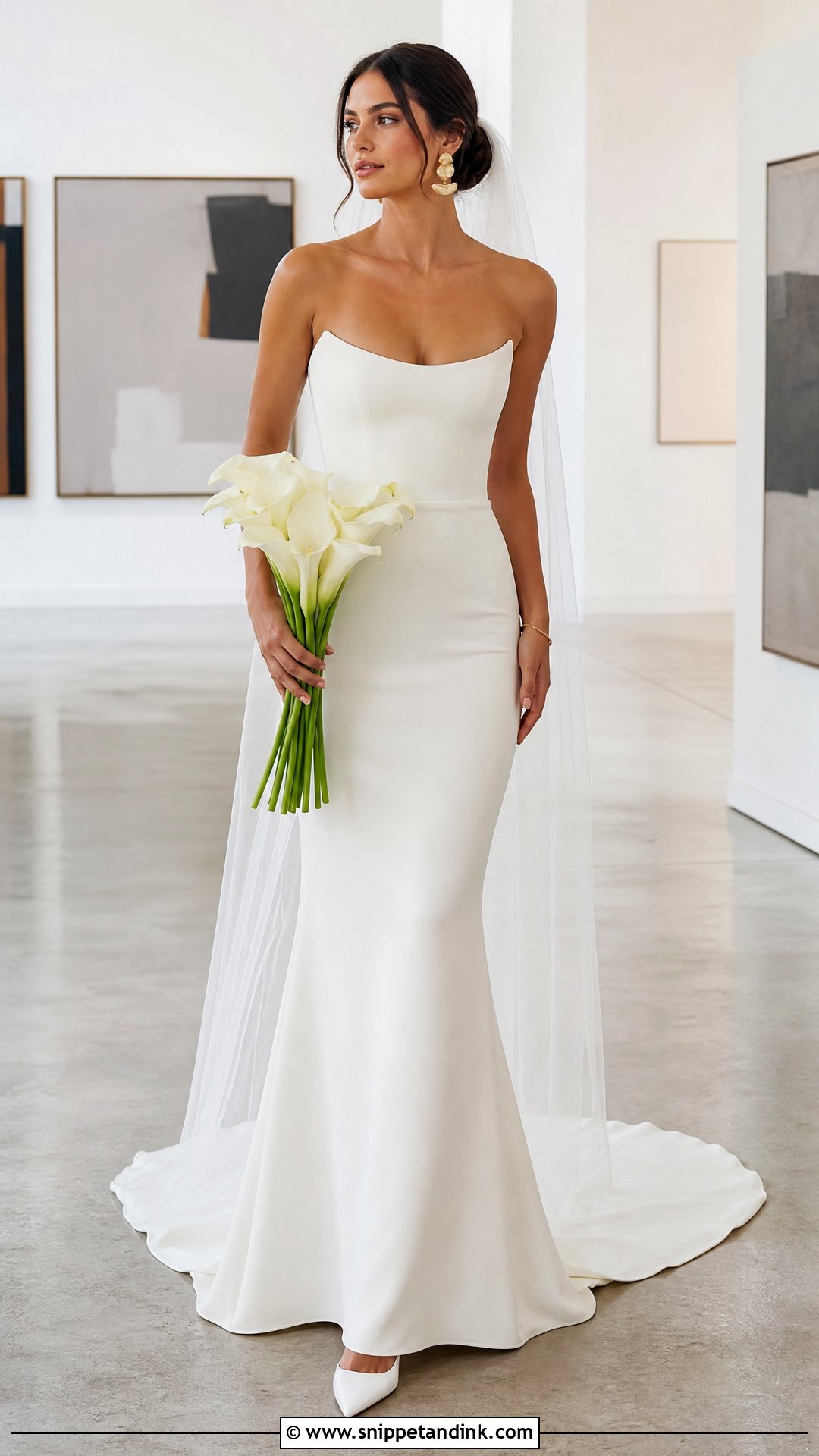 Strapless Minimalist Ivory Wedding Dress - Snippet and Ink - 20 Strapless Fitted Wedding Dress Ideas