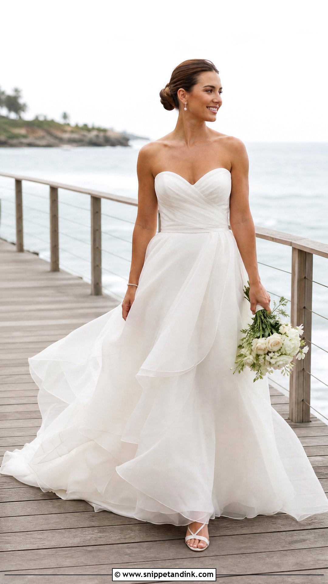 Strapless Organza Beach Wedding Gown - Snippet and Ink - 25 Beach Wedding Gowns