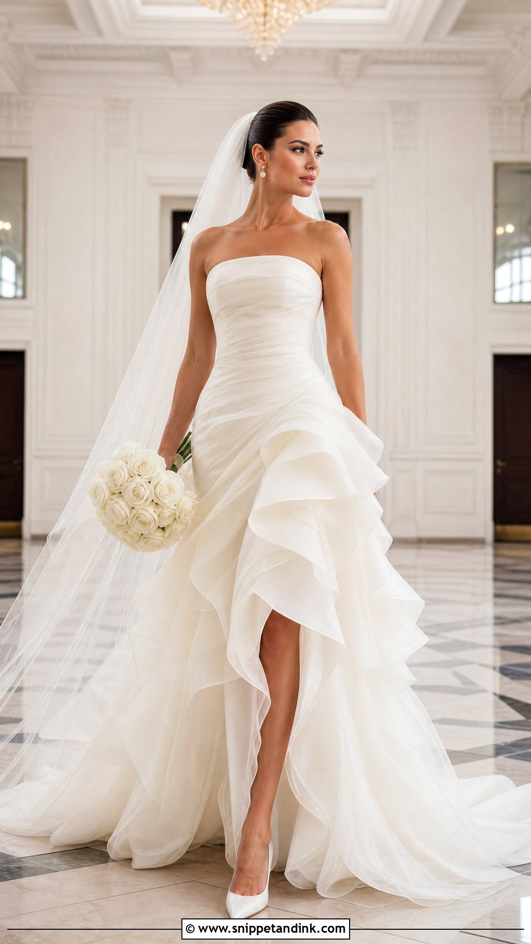 Strapless Organza Waterfall Wedding Dress - Snippet and Ink - 20 Waterfall Wedding Dress Ideas