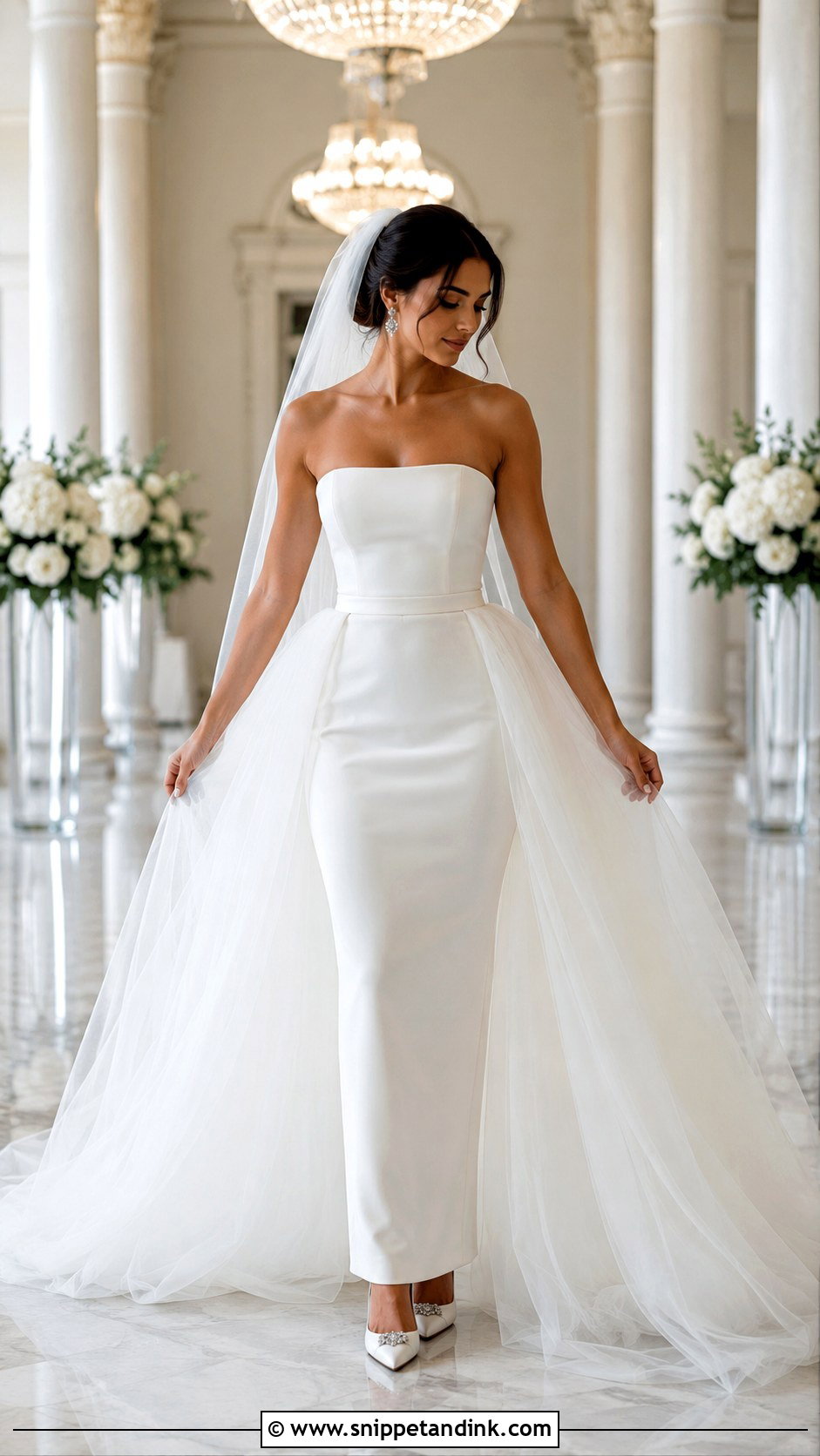 Strapless Overskirt Wedding Dress - Snippet and Ink - 30 Strapless Wedding Dresses