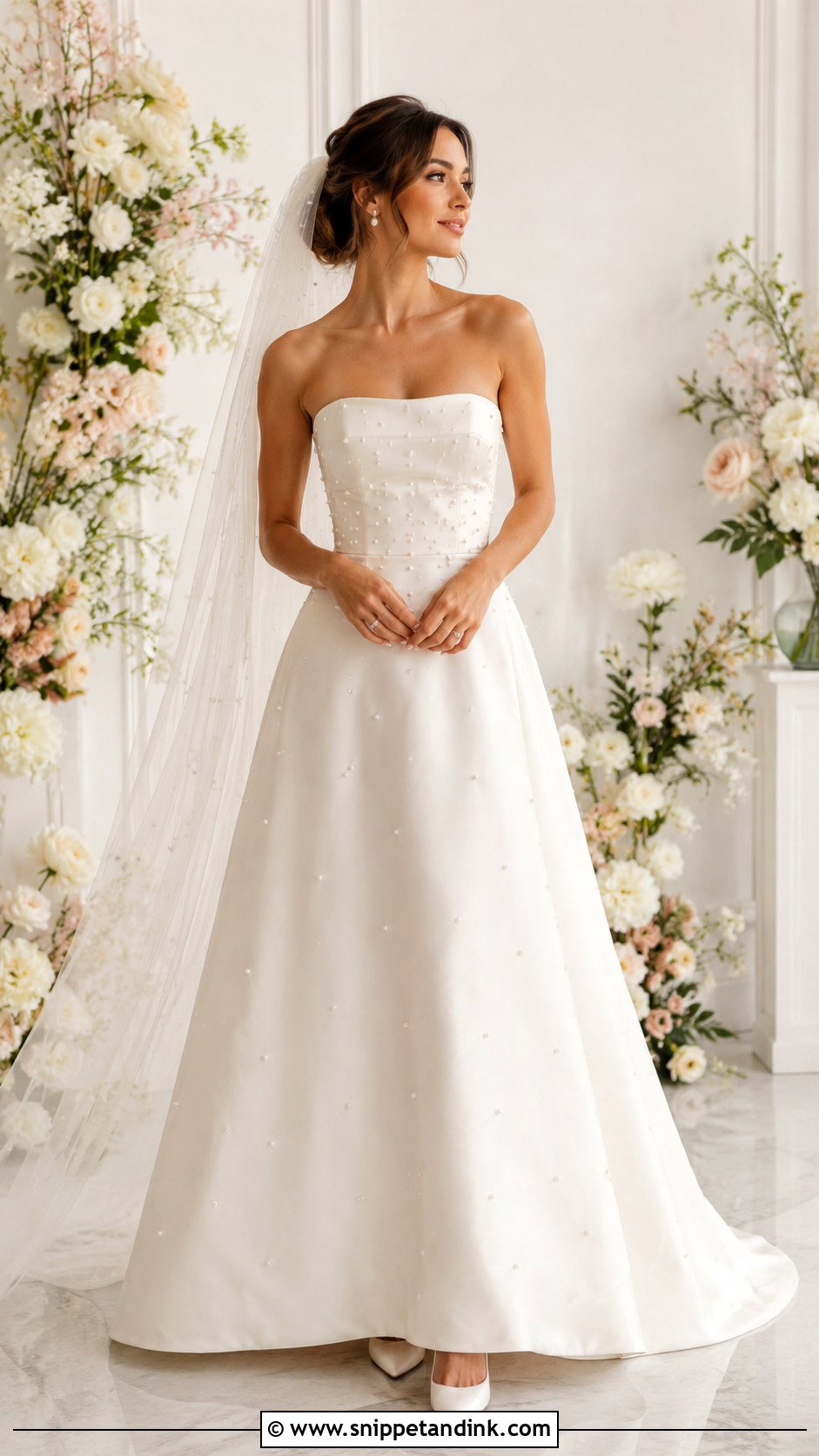Strapless Pearl A Line Wedding Dress - Snippet and Ink - 25 Strapless a Line Wedding Dress Ideas