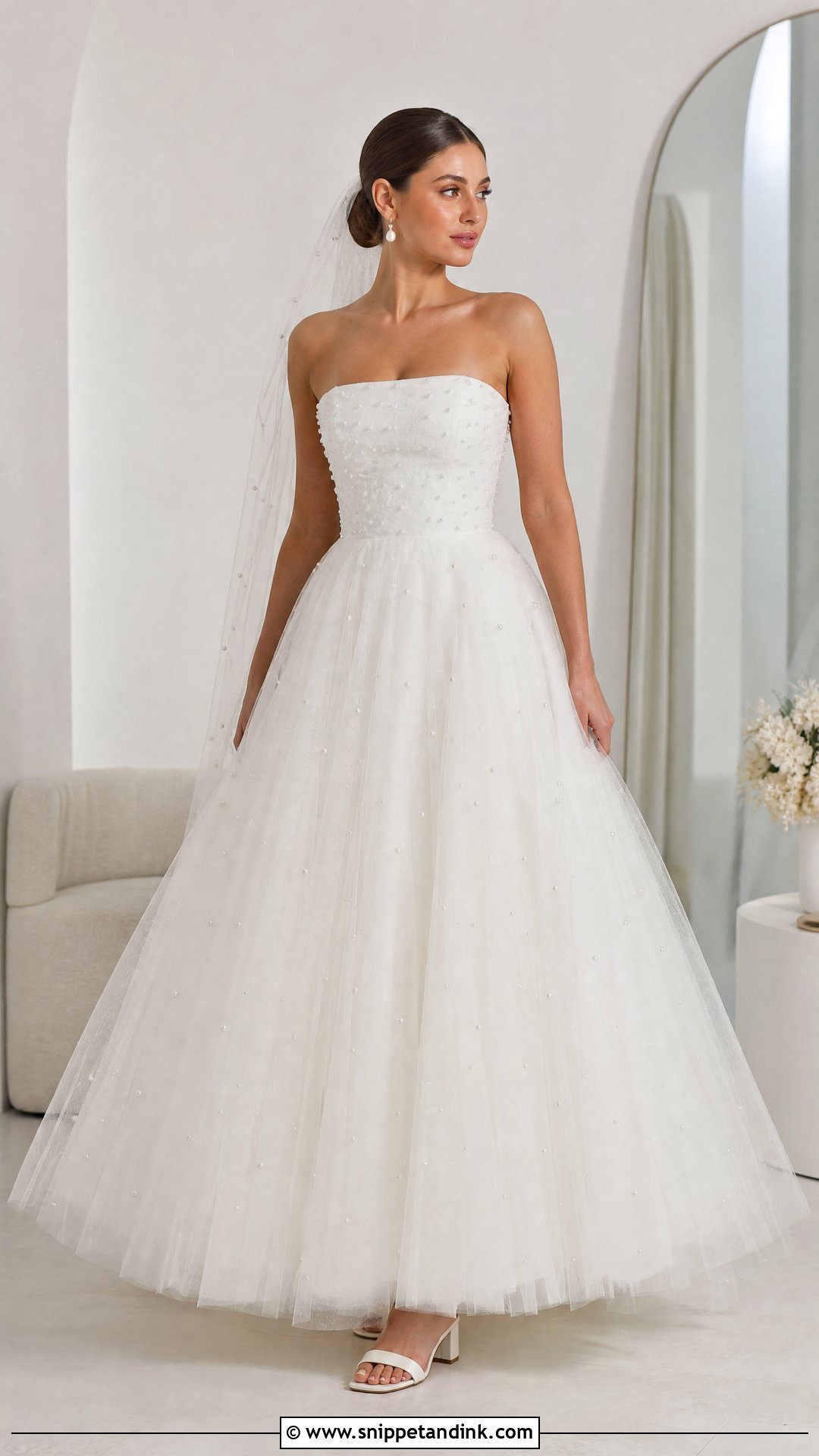 Strapless Pearl Ball Gown Wedding Dress - Snippet and Ink - 20 Strapless Ball Gown Wedding Dress Ideas