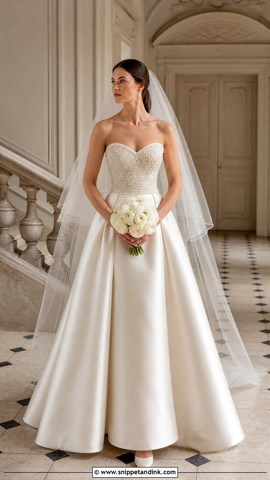 Strapless Pearl Ballgown Wedding Dress - Snippet and Ink - 20 Strapless Ballgown Wedding Dress Ideas