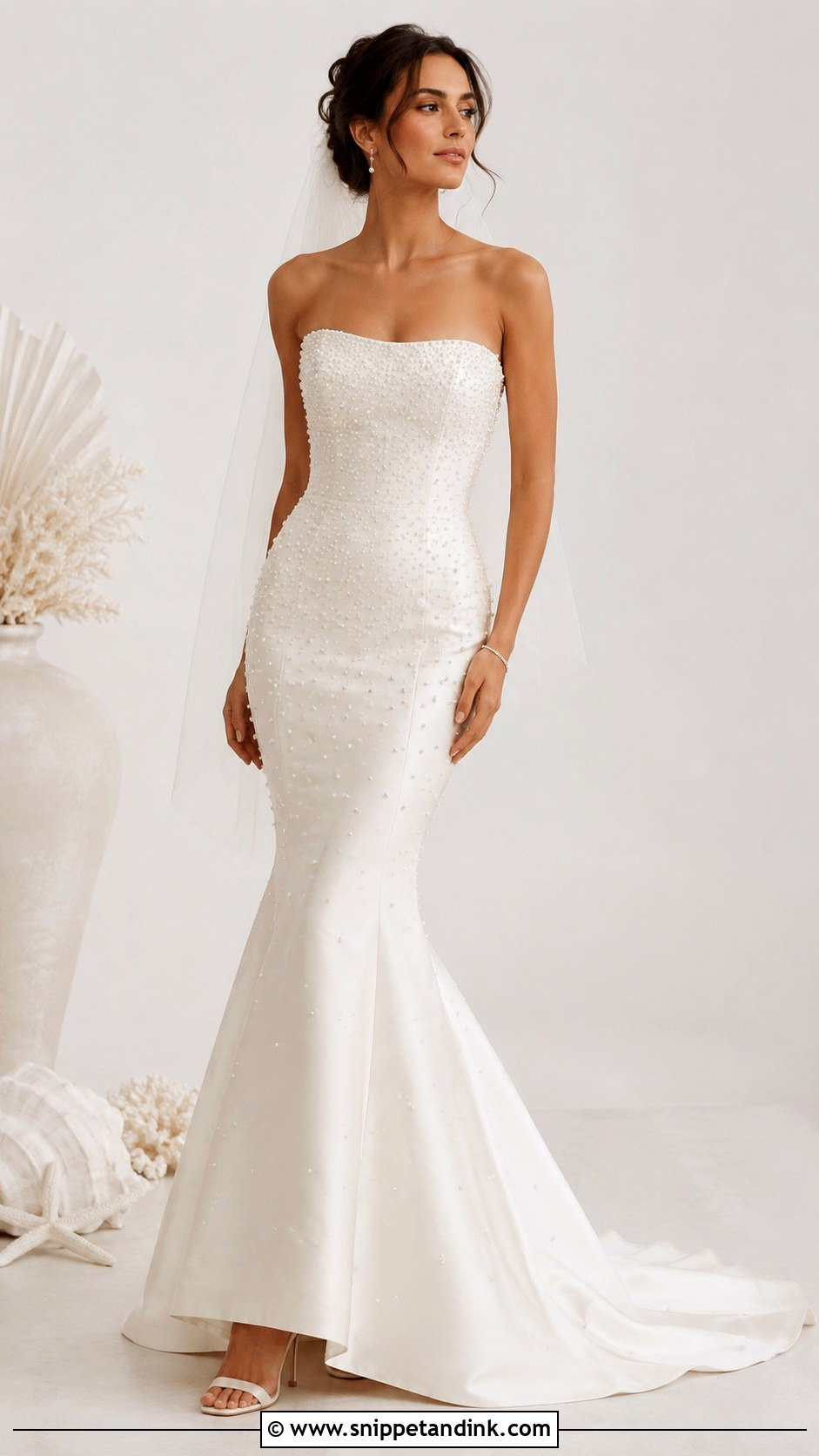 Strapless Pearl Mermaid Wedding Dress - Snippet and Ink - 25 Strapless Mermaid Wedding Dress Ideas