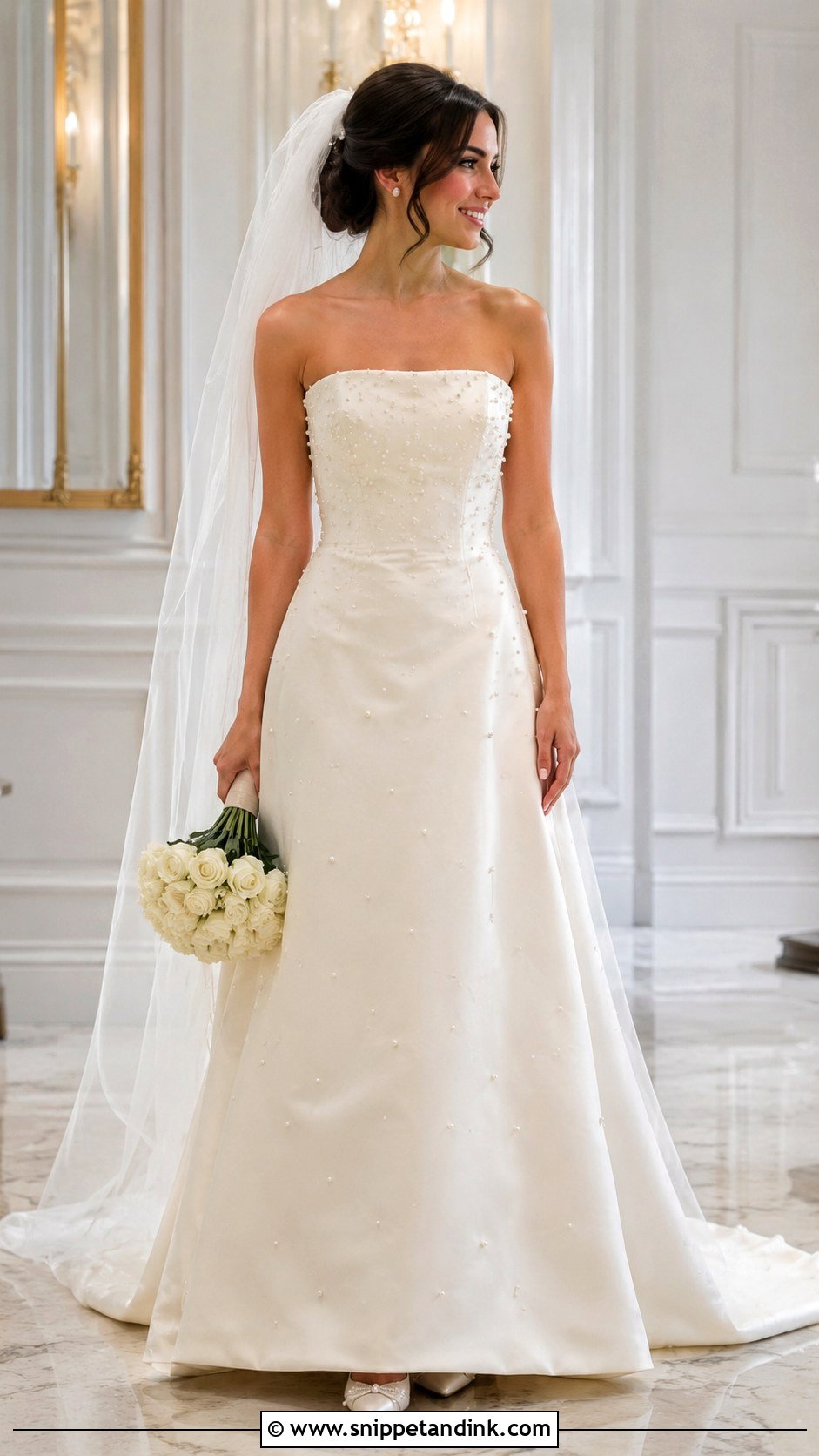 Strapless Pearl Wedding Dress - Snippet and Ink - 30 Strapless Wedding Dresses