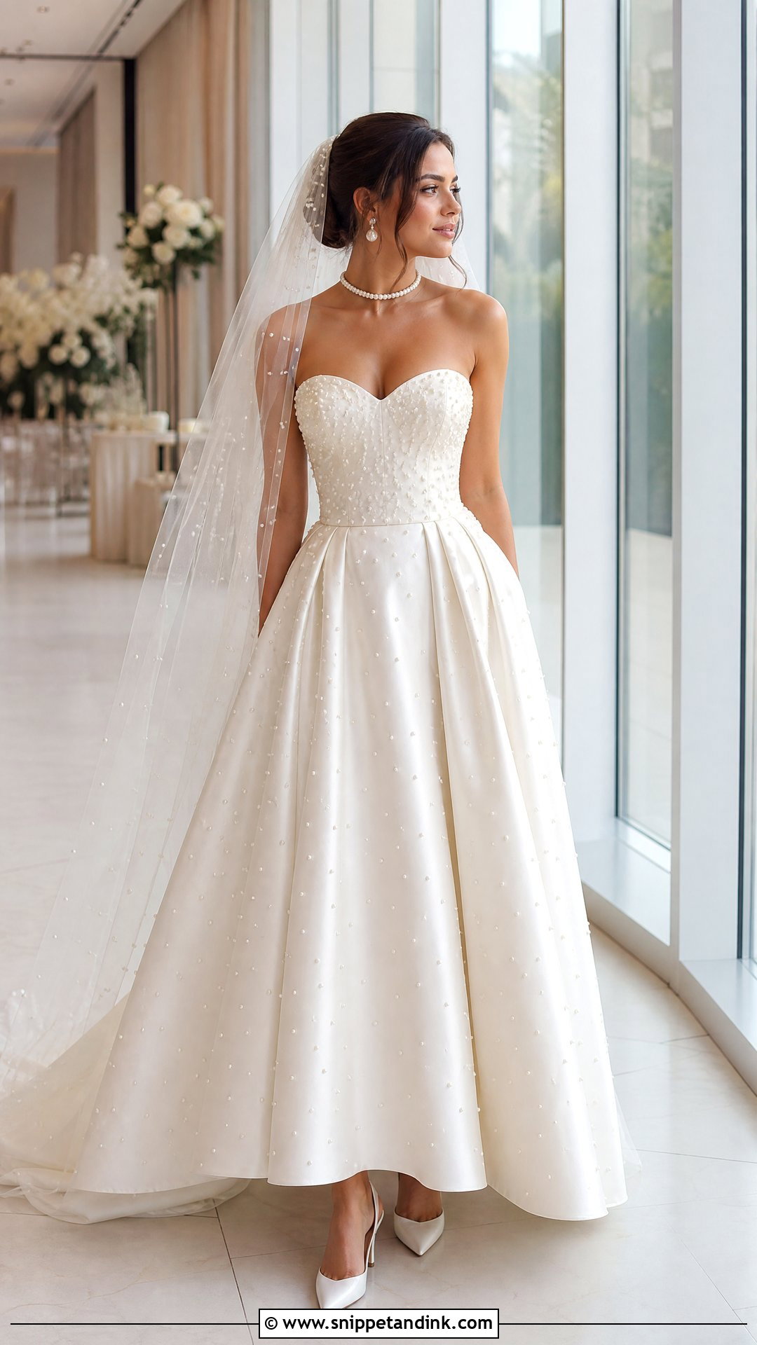 Strapless Pearl Wedding Dress - Snippet and Ink - 20 Pearl Wedding Dresses