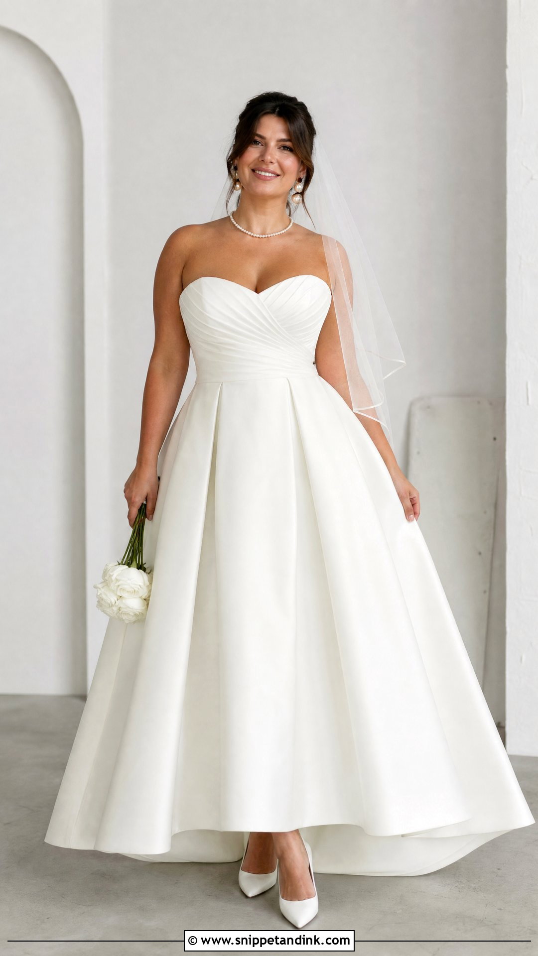 Strapless Pleated A Line Wedding Dress - Snippet and Ink - 20 Wedding Dress for Pear Shape Ideas