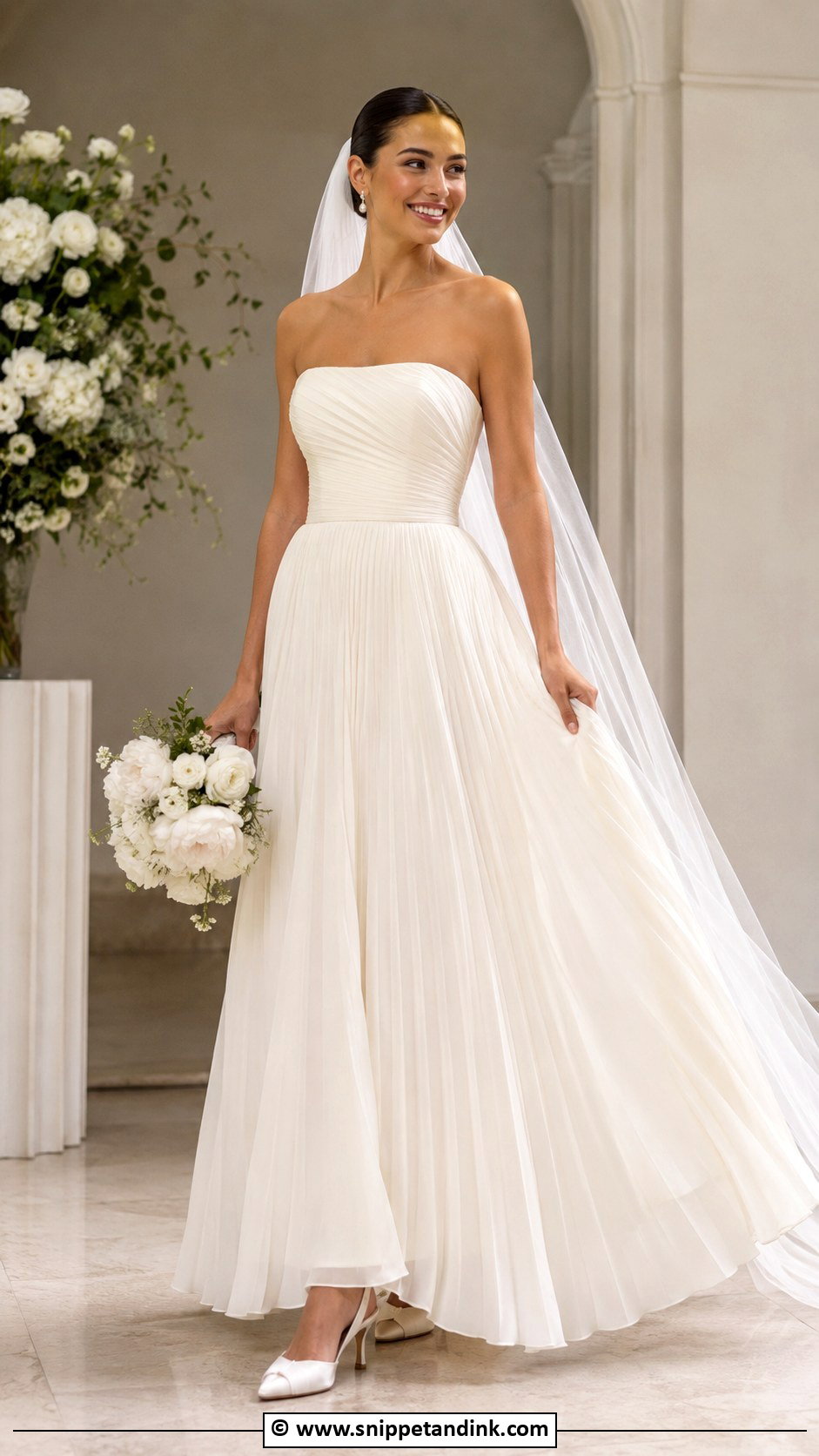 Strapless Pleated Wedding Dress - Snippet and Ink - 35 Strapless Wedding Dress Ideas