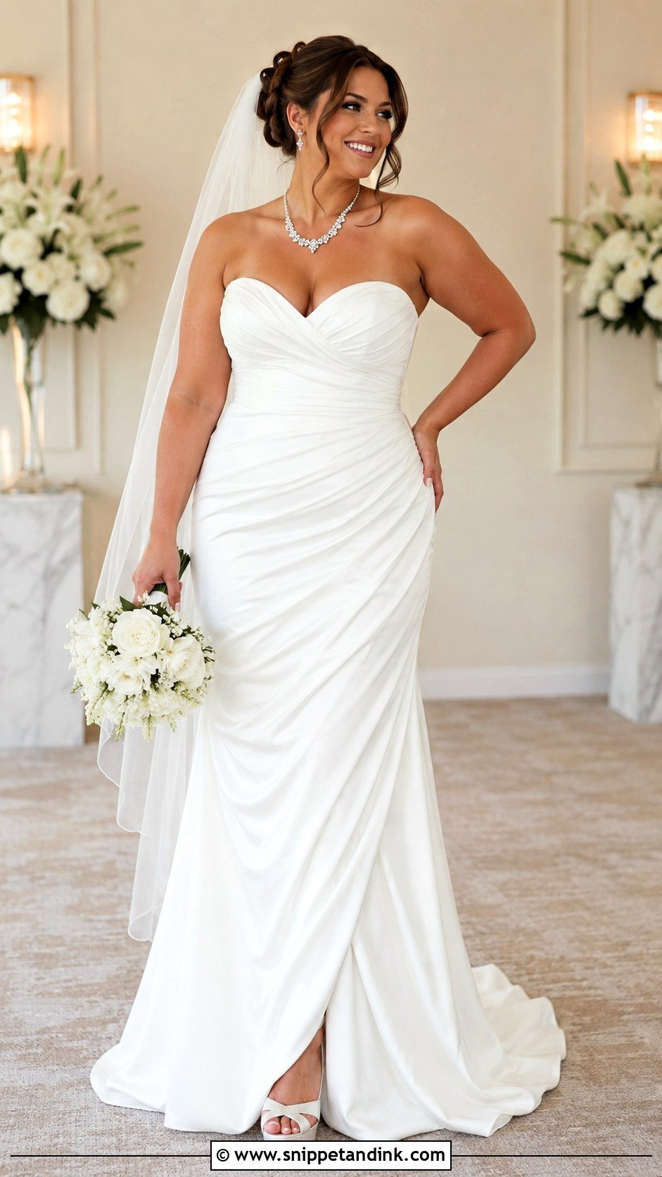 Strapless Ruched Wedding Dress - Snippet and Ink - 20 Curvy Wedding Dresses
