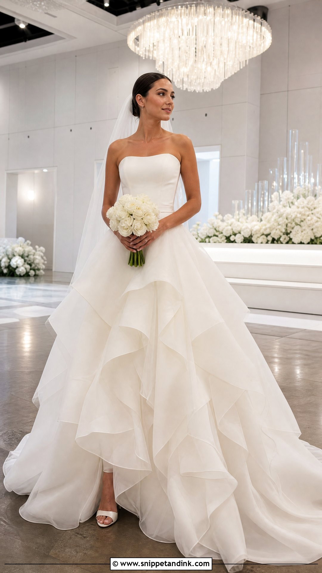 Strapless Ruffled Ballgown Wedding Dress - Snippet and Ink - 20 Strapless Ballgown Wedding Dress Ideas