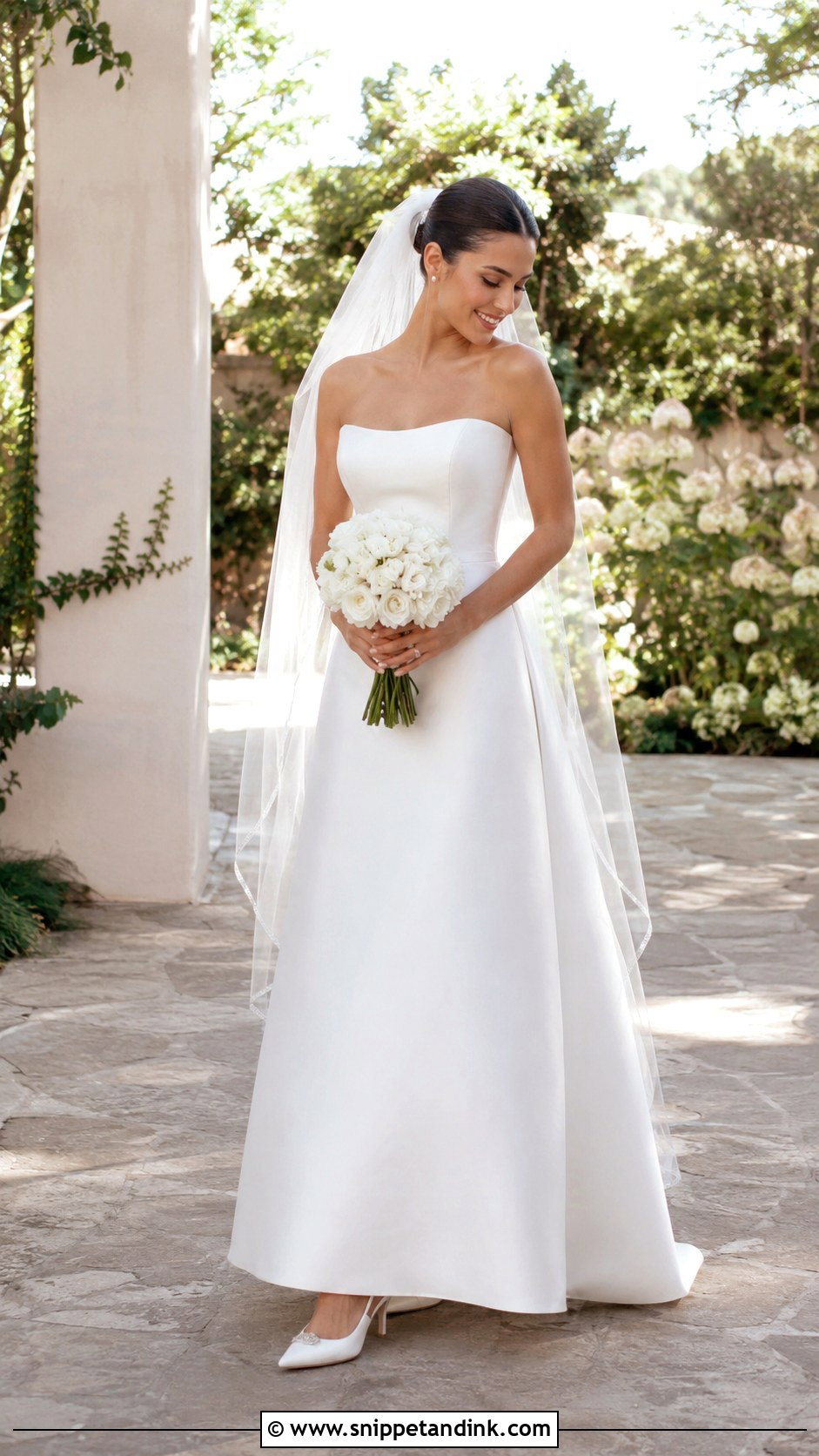 Strapless Satin A Line Wedding Dress - Snippet and Ink - 20 Strapless Satin Wedding Dress Ideas