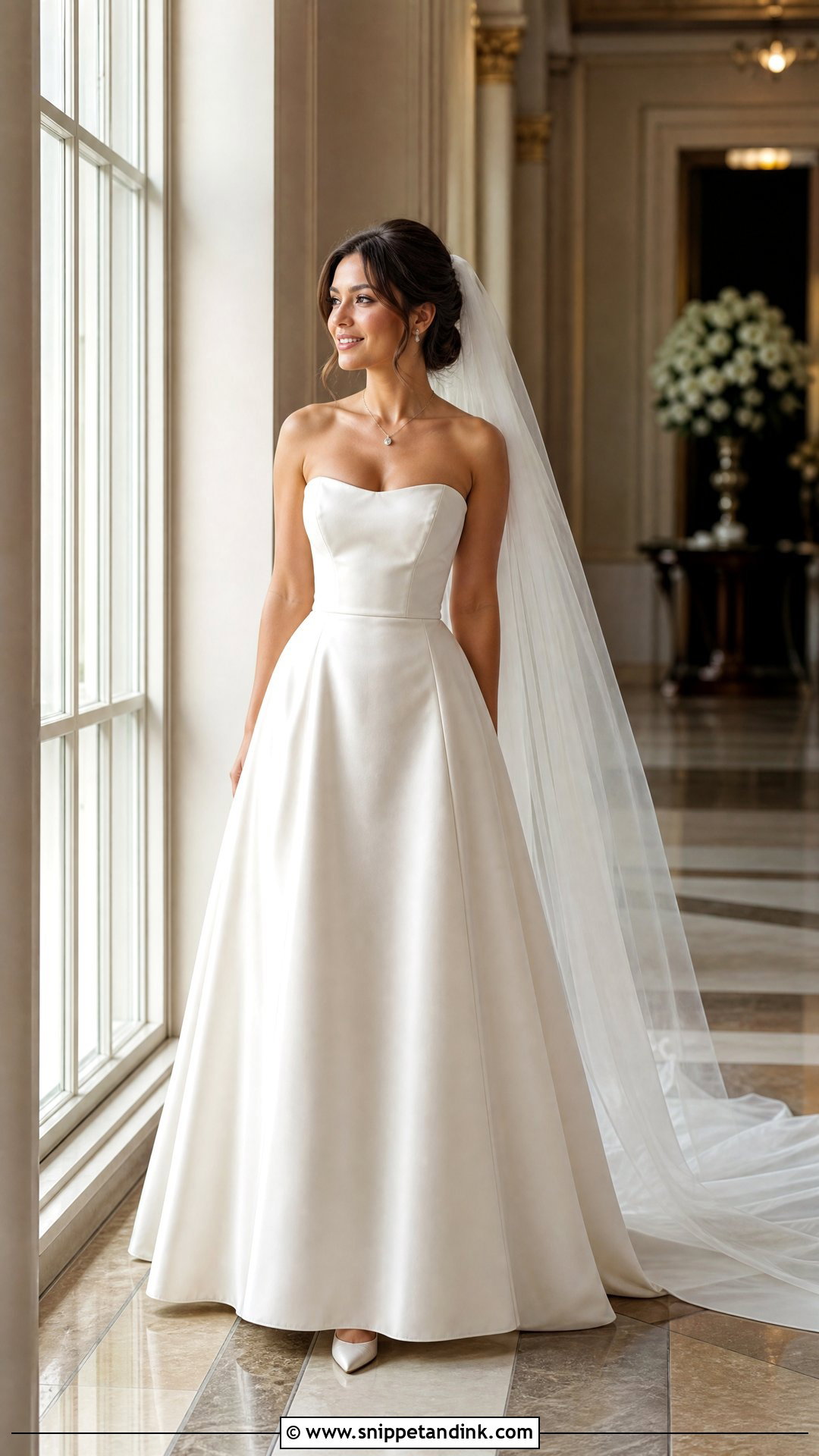 Strapless Satin A Line Wedding Gown - Snippet and Ink - 20 Wedding Gowns for Short Brides
