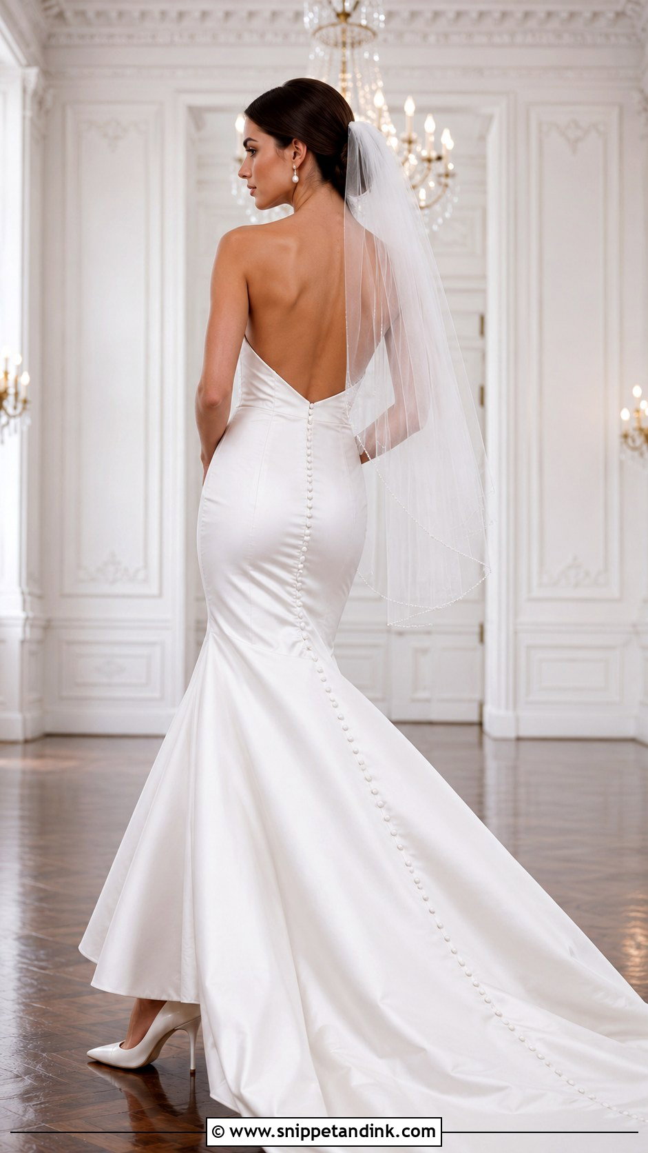 Strapless Satin Backless Mermaid Wedding Dress - Snippet and Ink - 20 Backless Mermaid Wedding Dresses