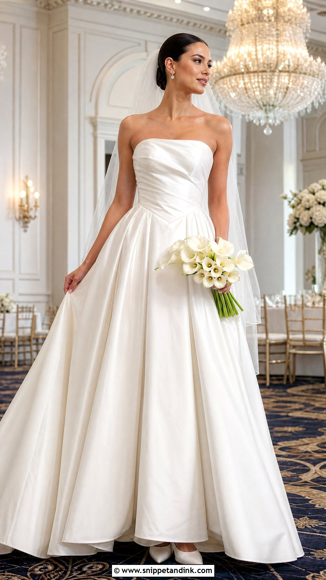 Strapless Satin Ball Gown Bridal Dress - Snippet and Ink - 20 Bridal Dress Inspo Ideas