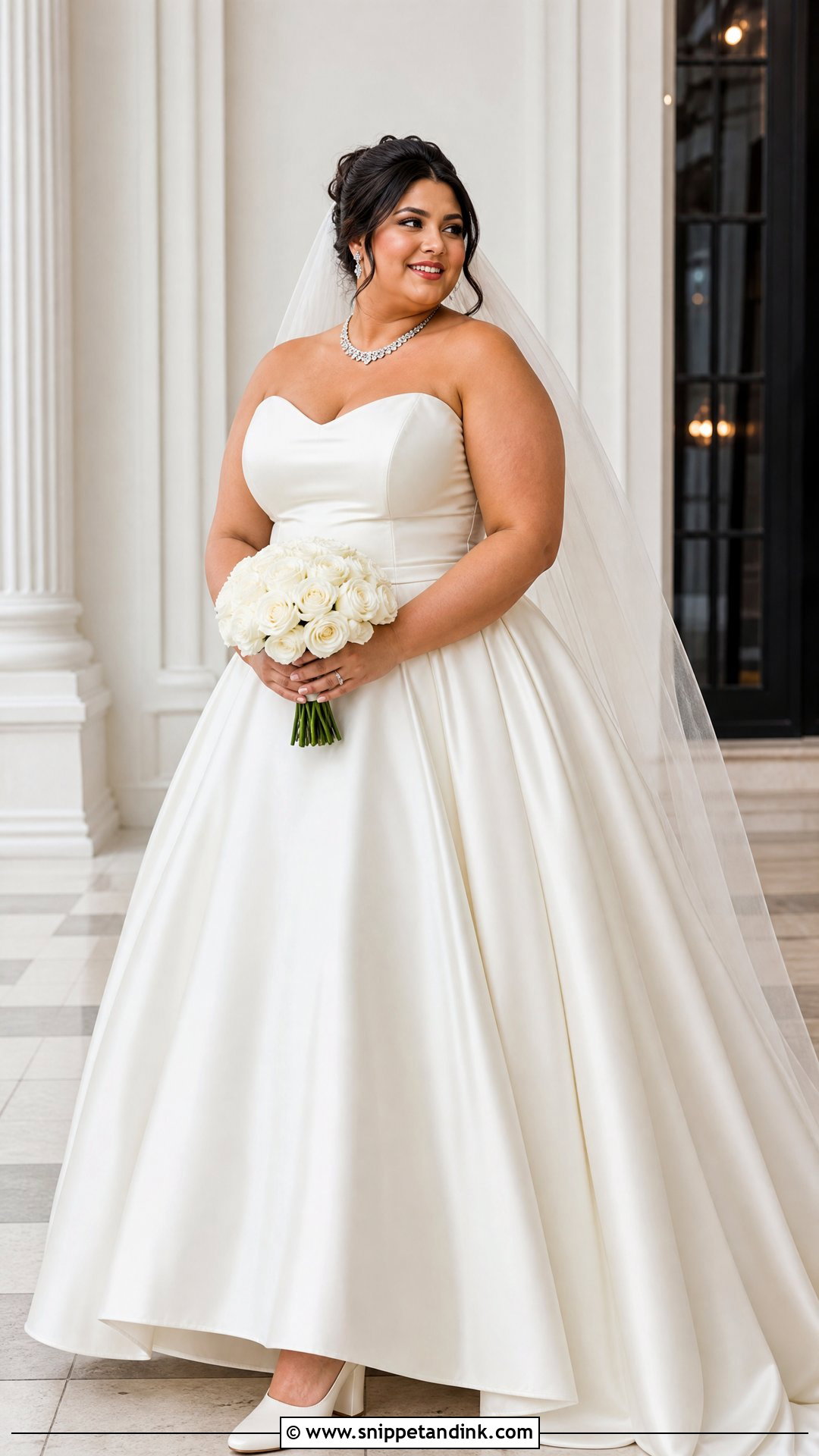 Strapless Satin Ball Gown Plus Size Wedding Dress - Snippet and Ink - 20 Plus Sized Wedding Dress Ideas