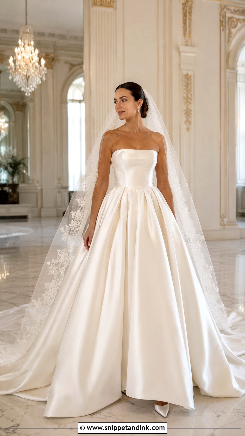 Strapless Satin Ball Gown Wedding Dress - Snippet and Ink - 20 Strapless Satin Wedding Dress Ideas
