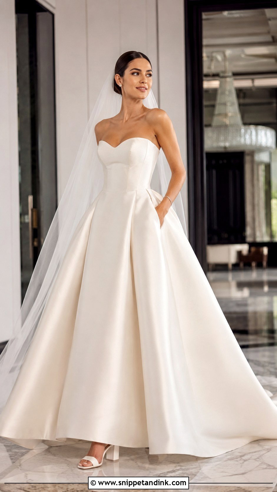 Strapless Satin Ball Gown Wedding Dress - Snippet and Ink - 20 Classical Wedding Dress Ideas