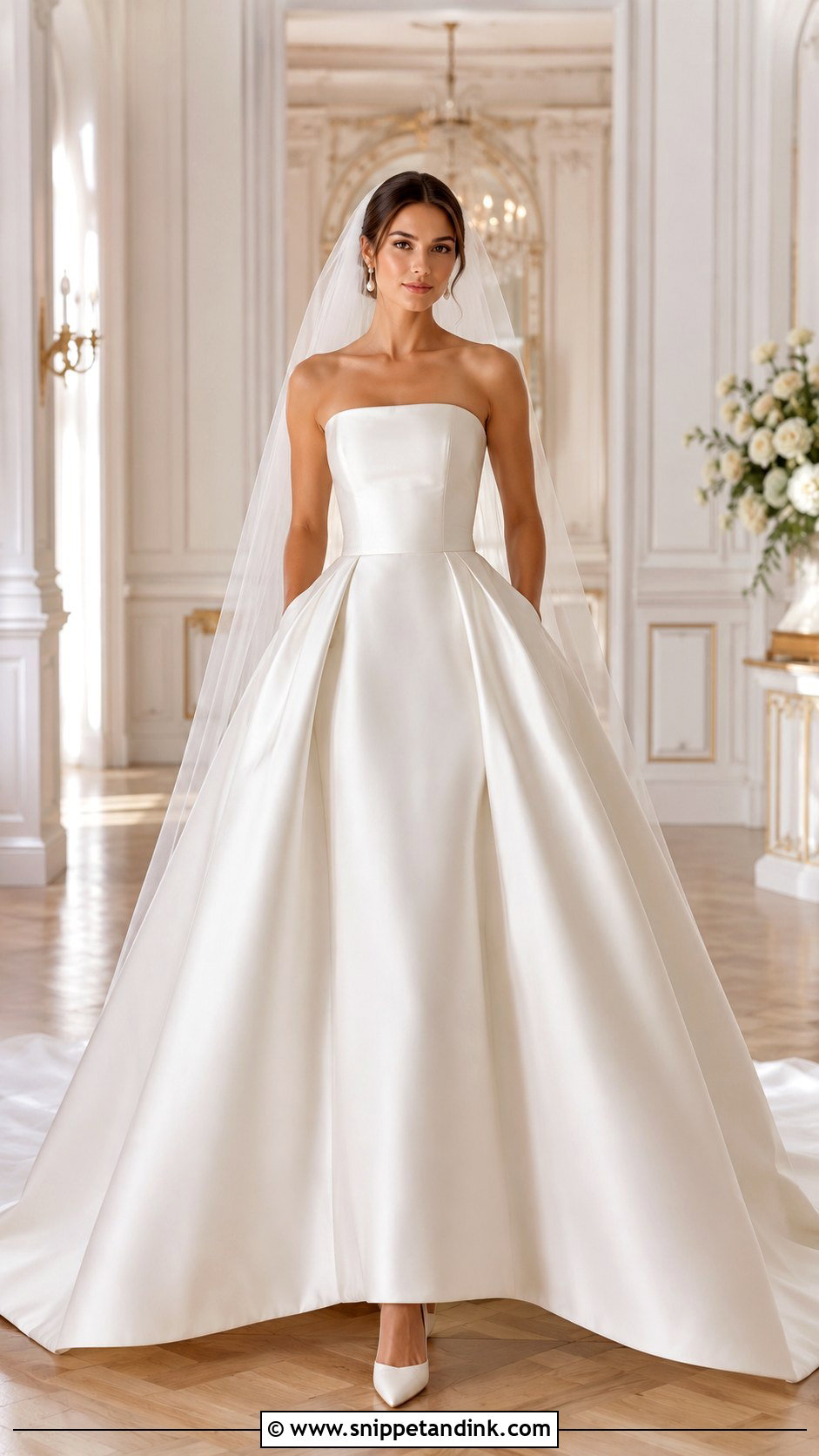 Strapless Satin Ball Gown Wedding Dress - Snippet and Ink - 20 Classy Satin Wedding Dress Ideas