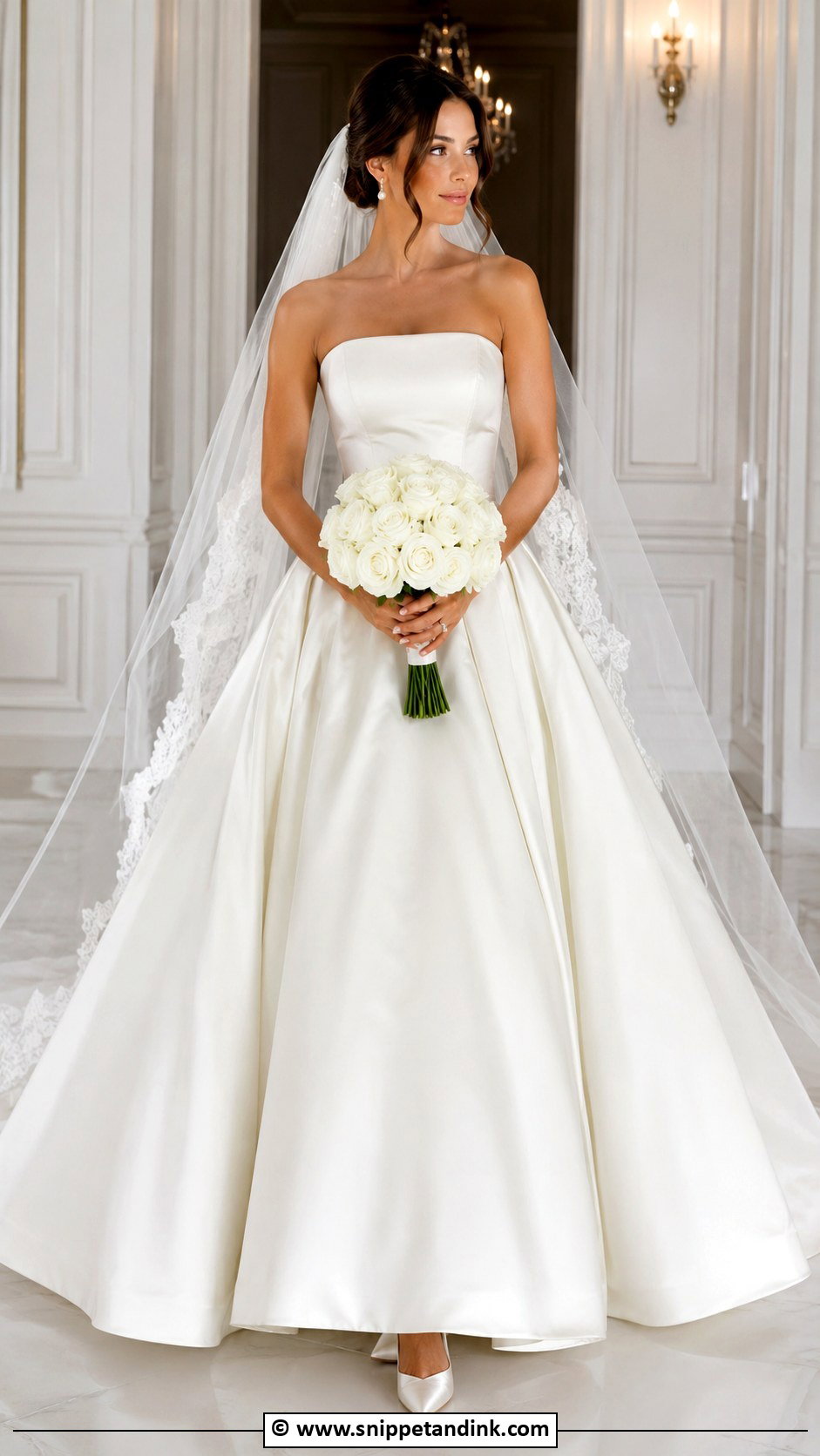 Strapless Satin Ball Gown Wedding Dress - Snippet and Ink - 35 Strapless Wedding Dress Ideas