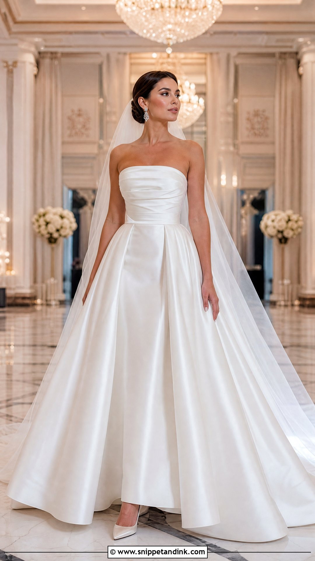Strapless Satin Ball Gown Wedding Dress - Snippet and Ink - 20 Romantic Dreamy Wedding Dress Ideas