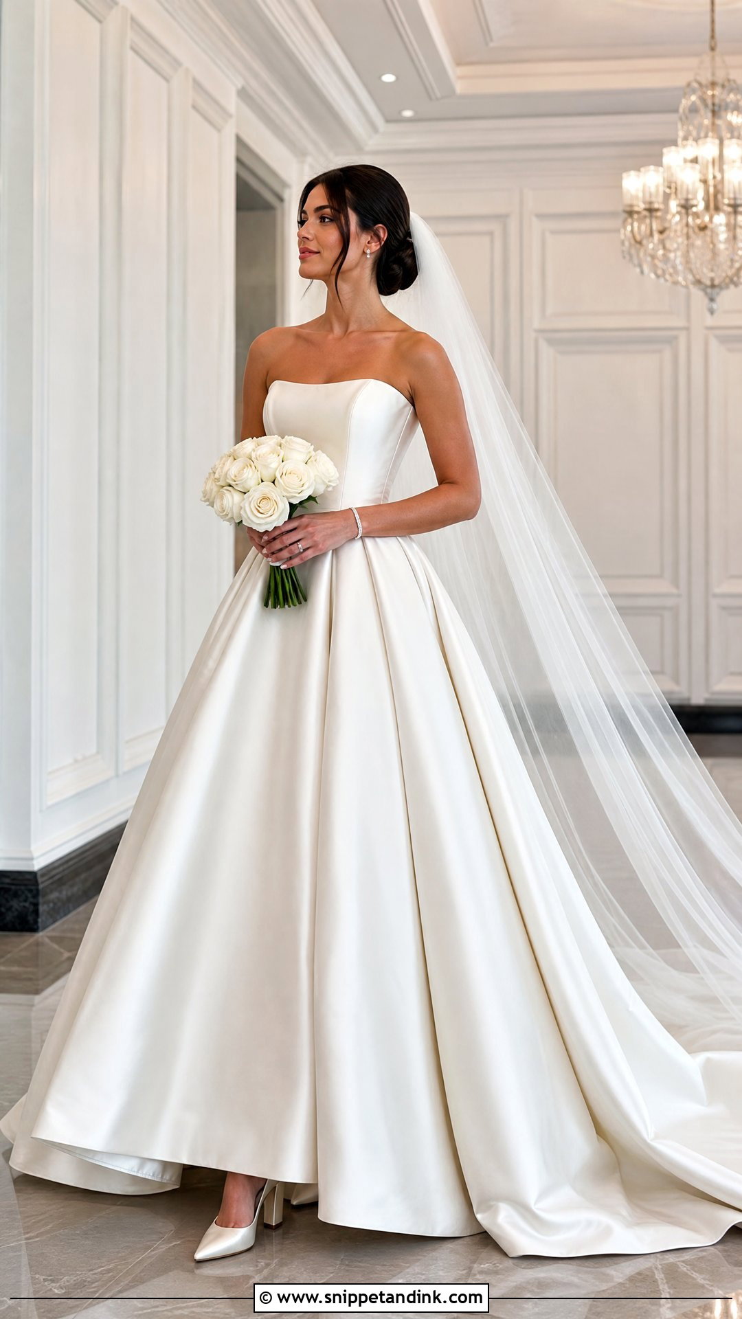 Strapless Satin Ball Gown Wedding Dress - Snippet and Ink - 20 Silky Satin Wedding Dress Ideas