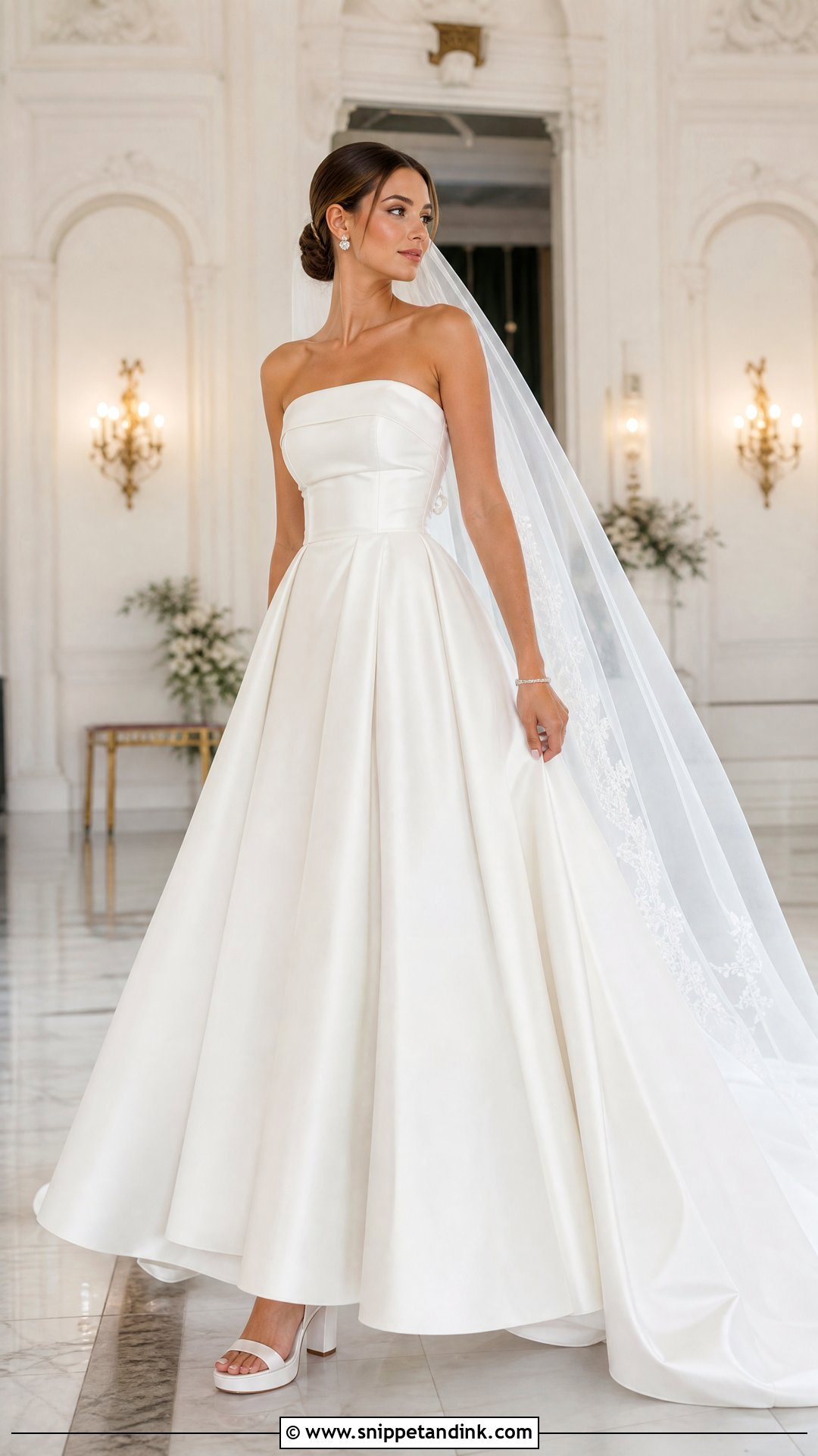 Strapless Satin Ball Gown Wedding Dress - Snippet and Ink - 20 Womens Wedding Dresses
